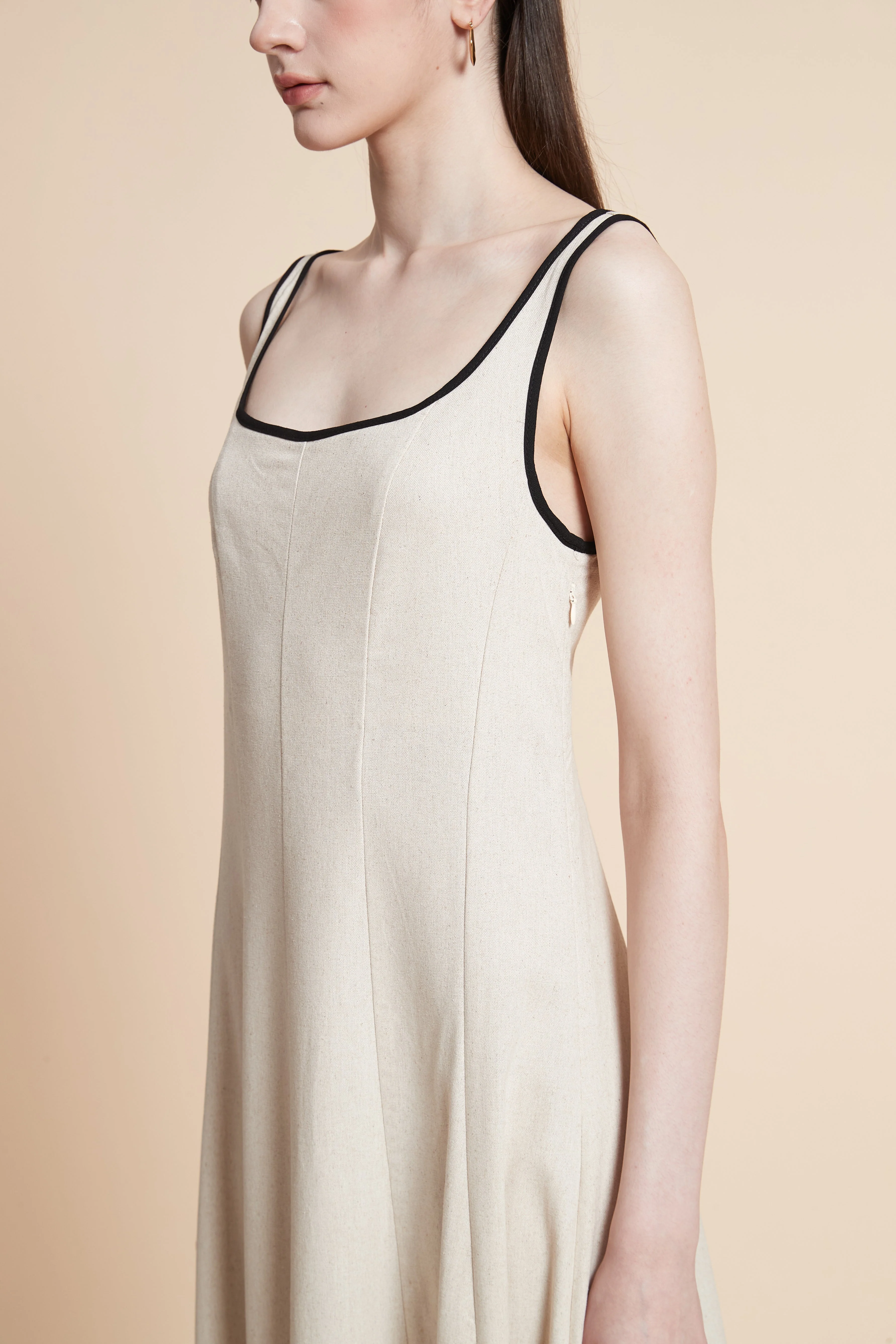 Solid Midi Dress with Straps - Image 5