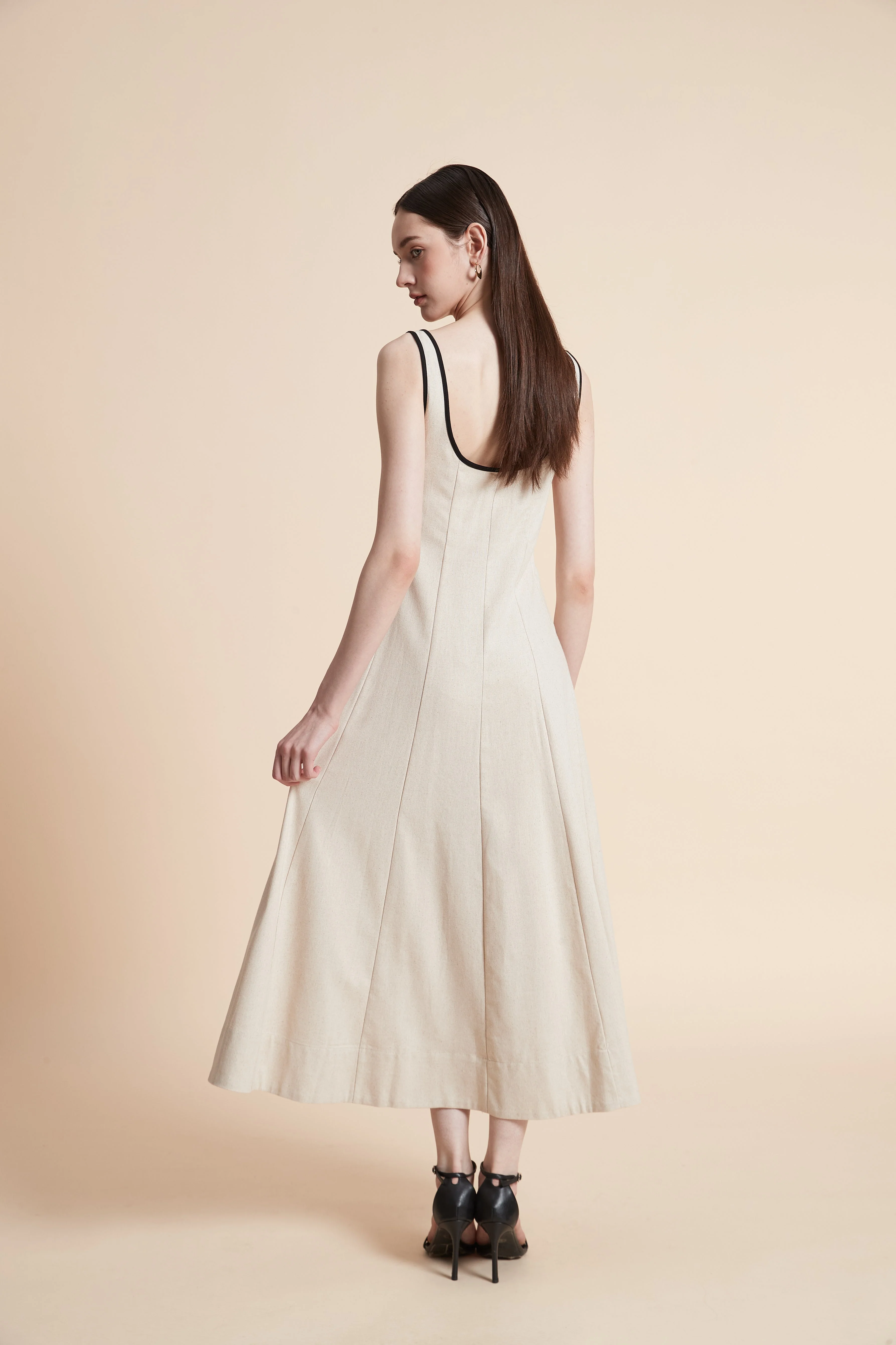 Solid Midi Dress with Straps - Image 6