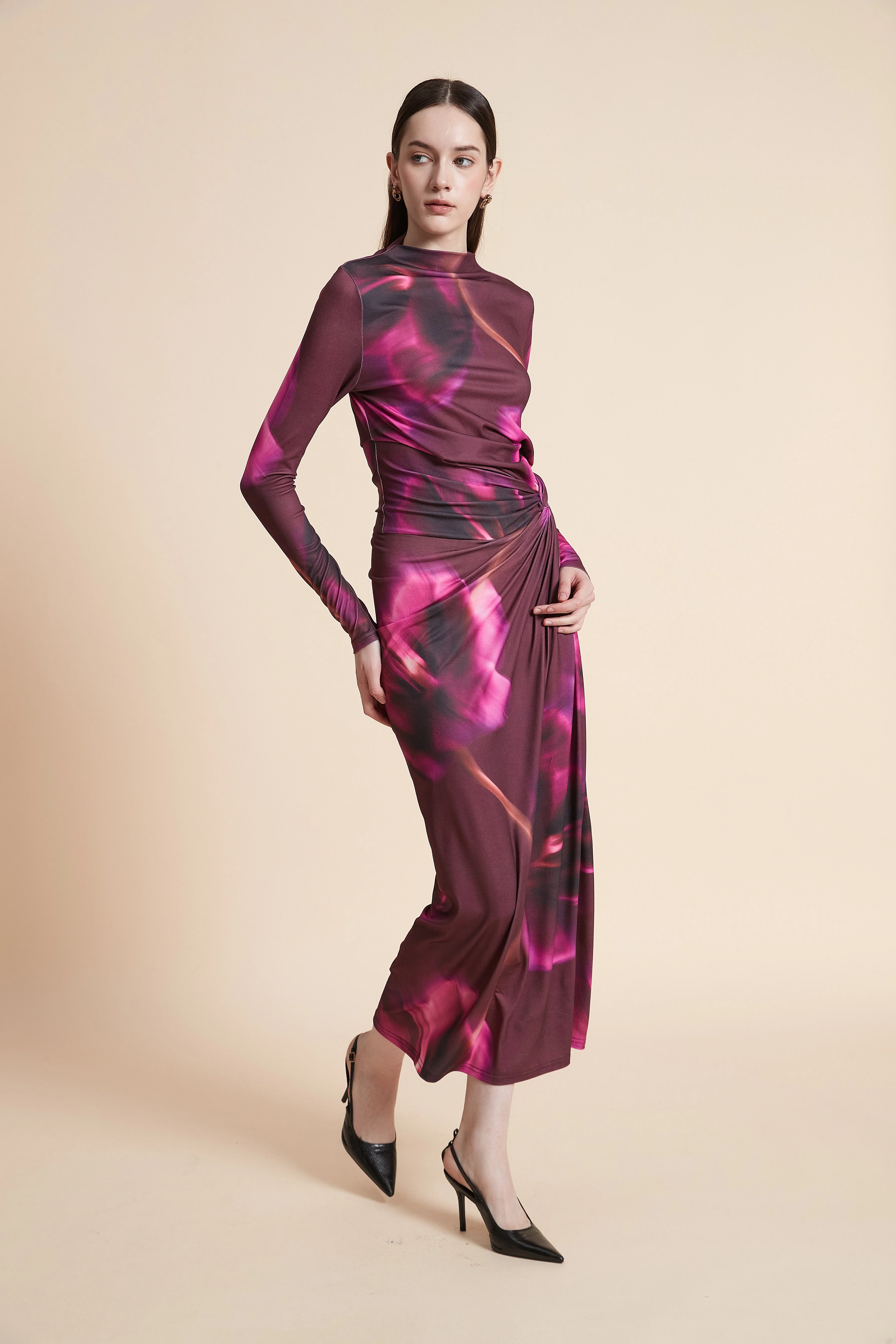 Long Sleeve Printed Maxi Dress - Image 2