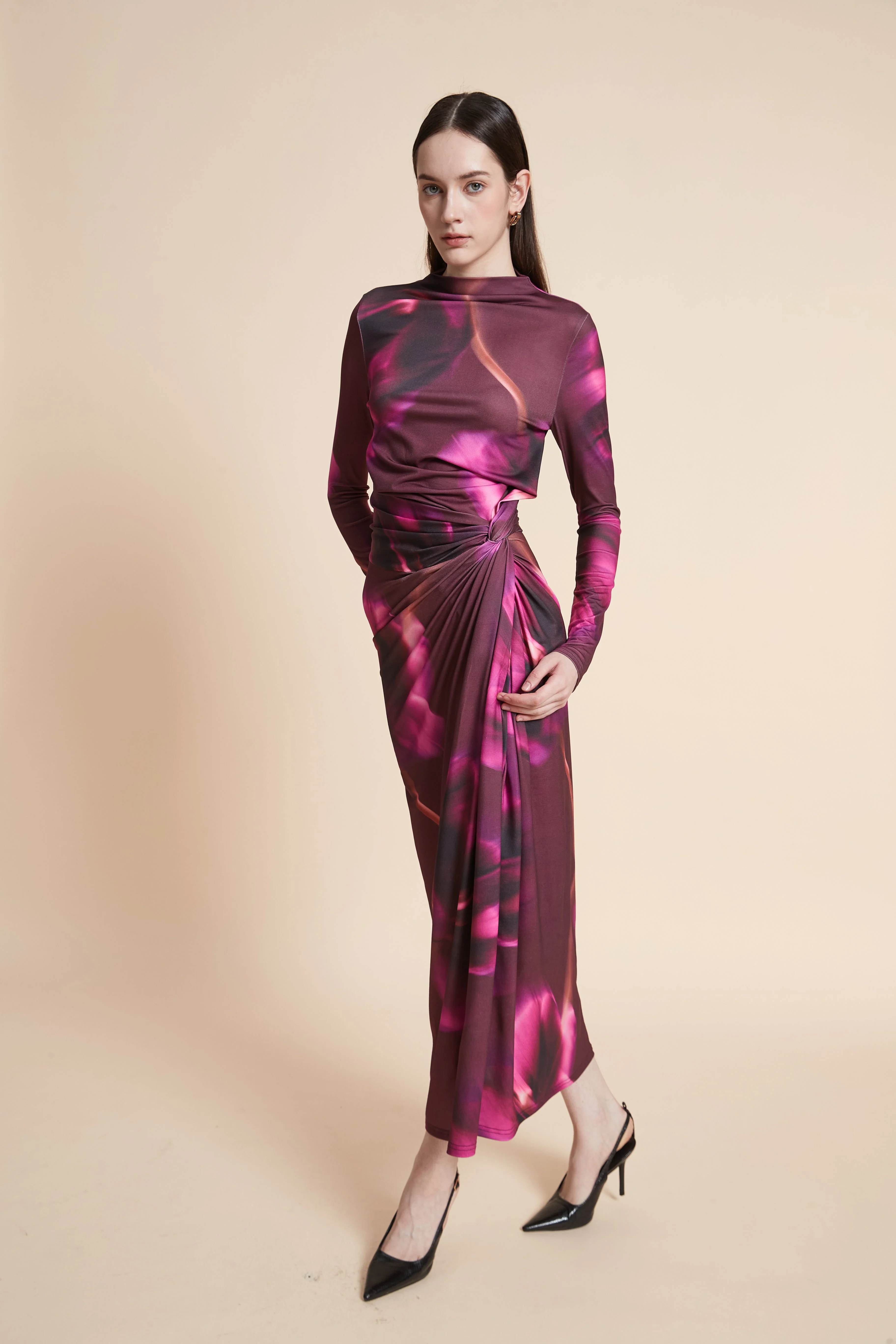 Long Sleeve Printed Maxi Dress - Image 3