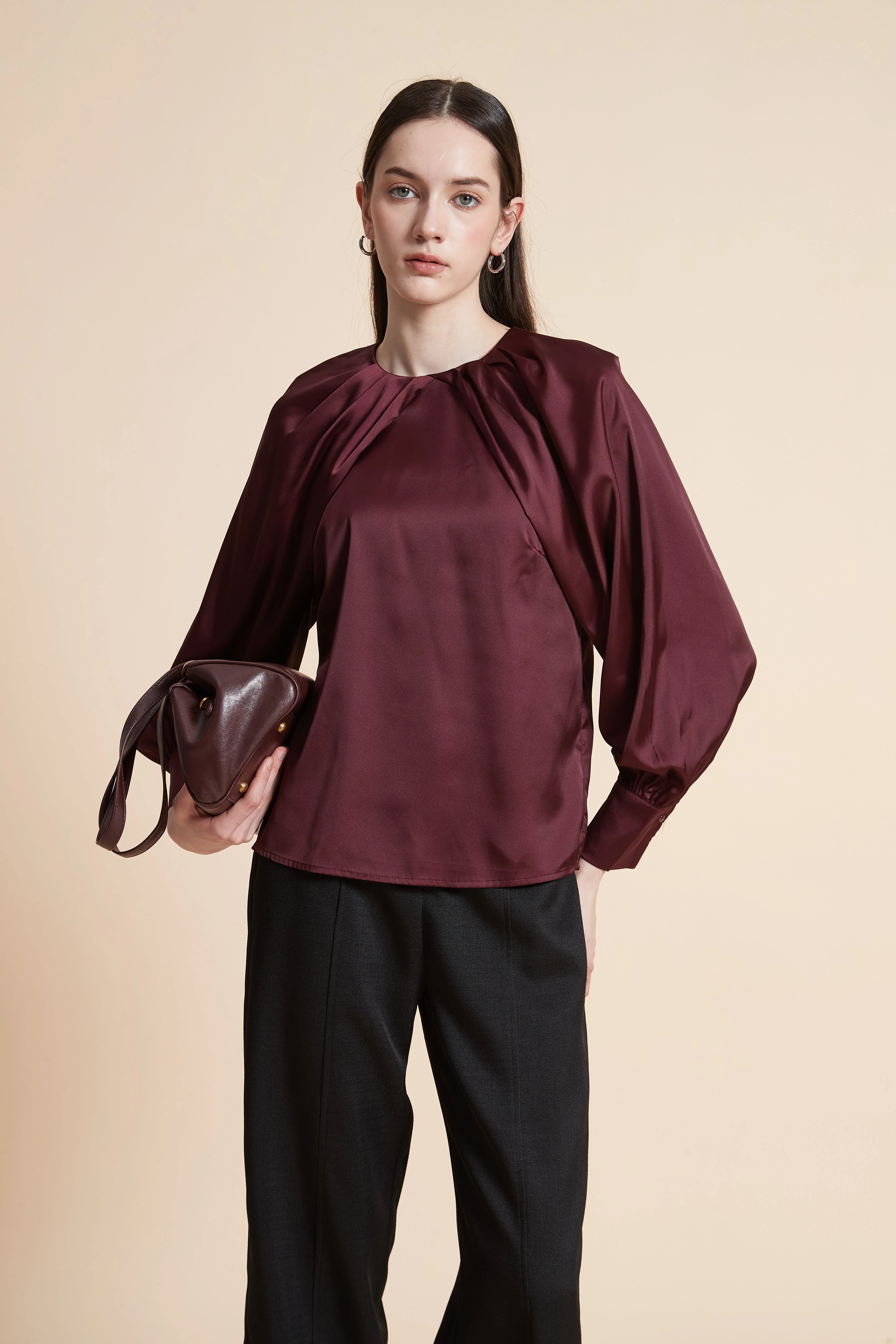 Solid Long Sleeve Blouse