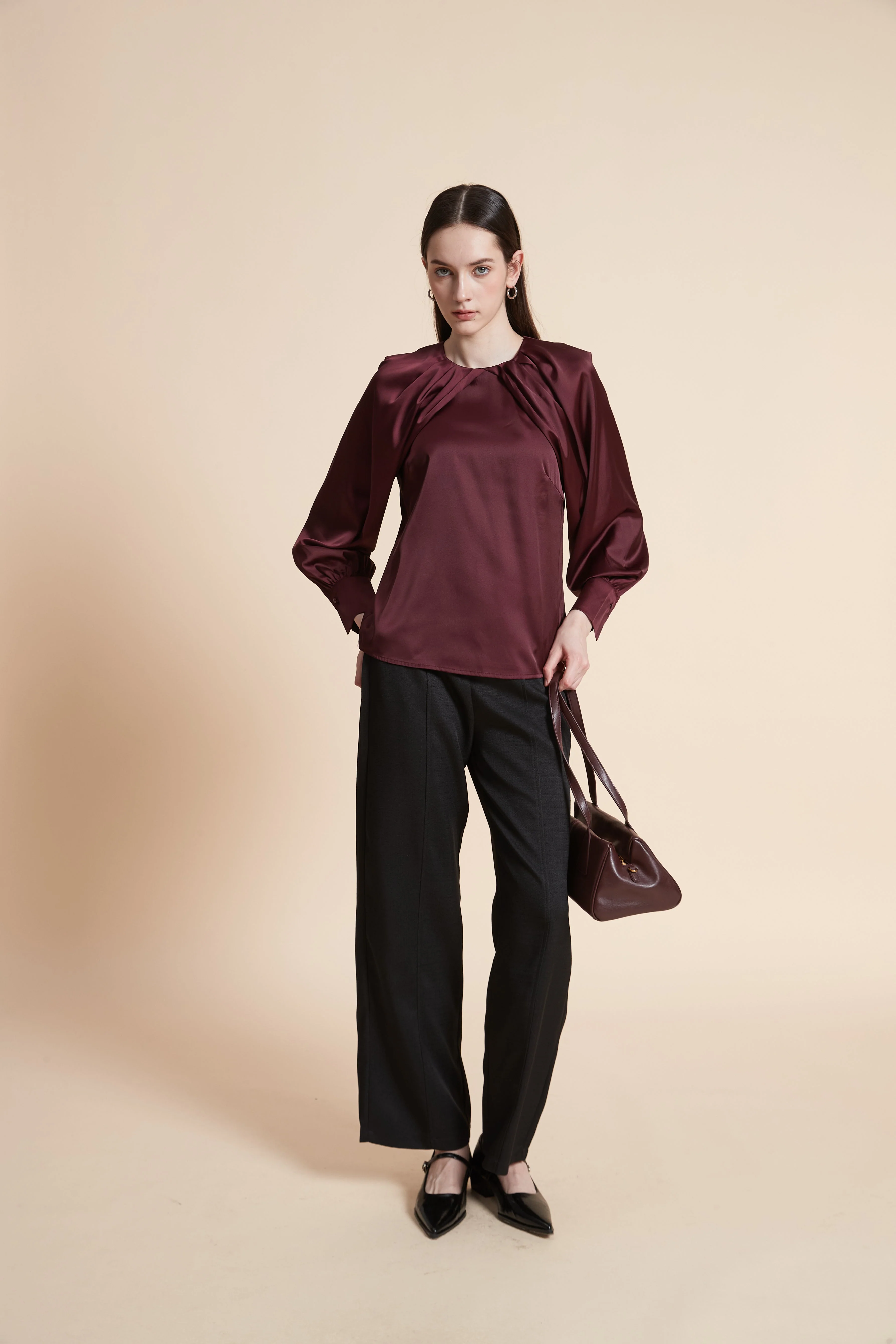 Solid Long Sleeve Blouse - Image 4