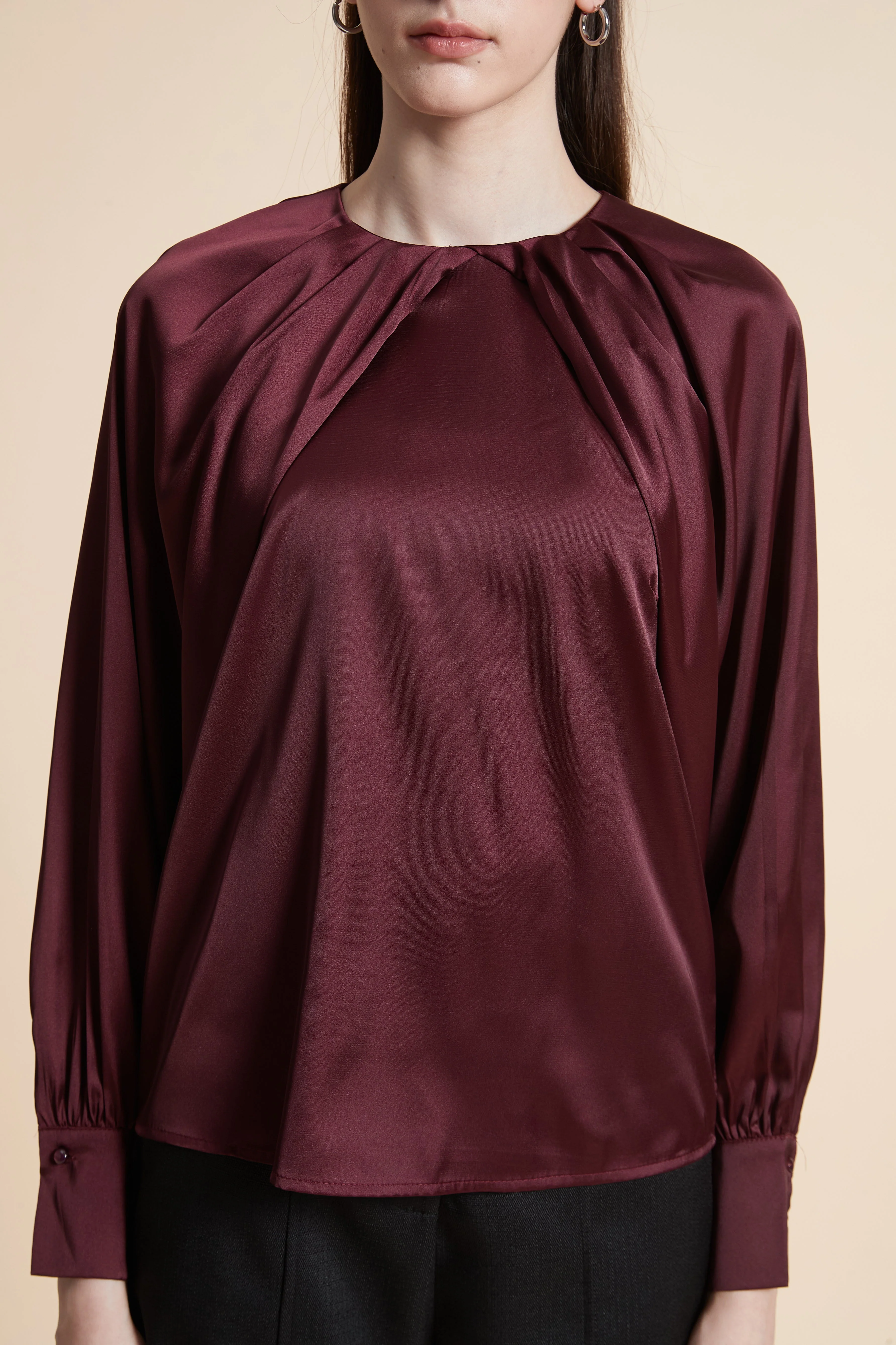 Solid Long Sleeve Blouse - Image 5