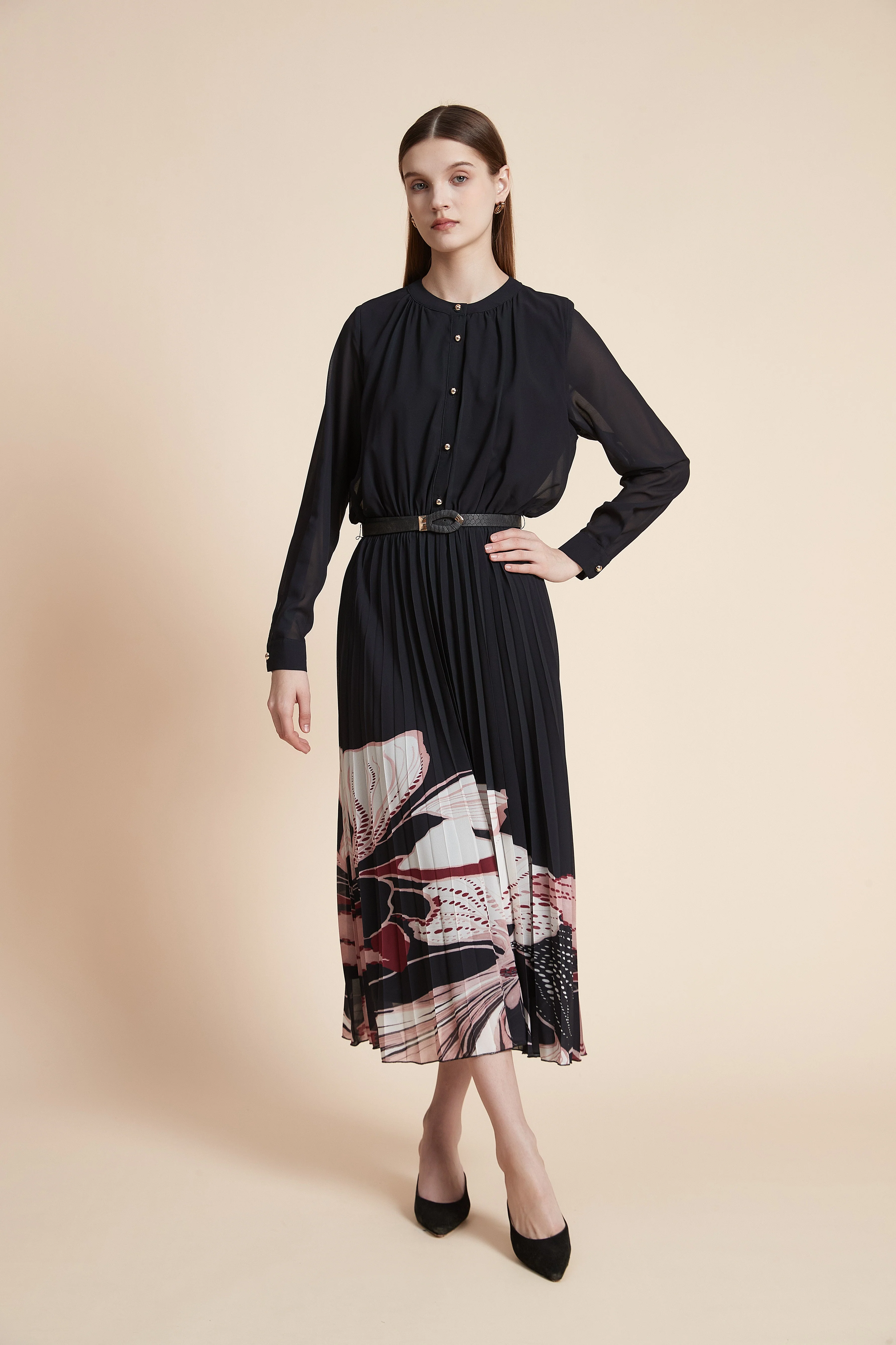 Long Sleeve Printed Midi Dress - Image 2