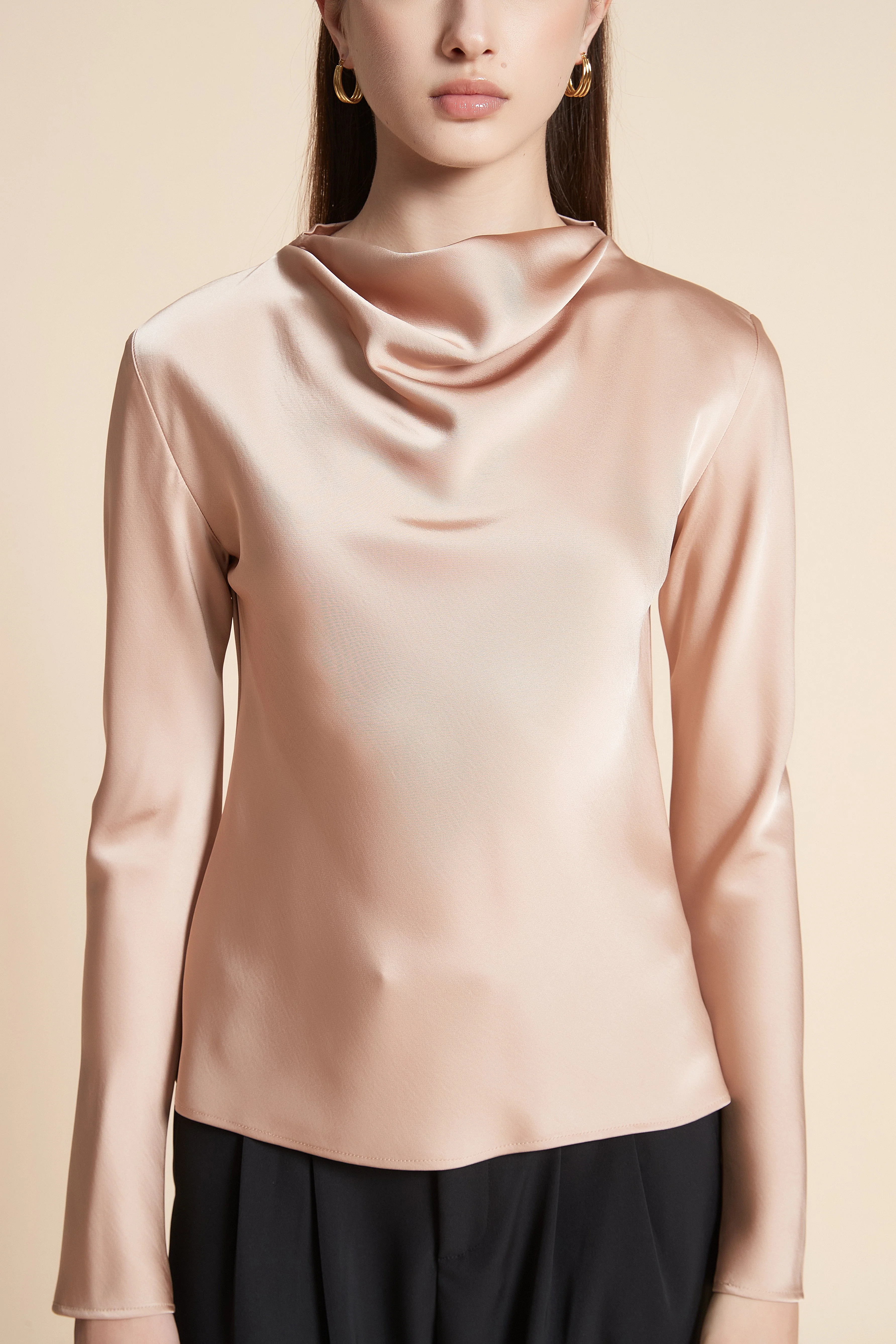 Solid Waist-Length Long Sleeve Blouse - Image 10