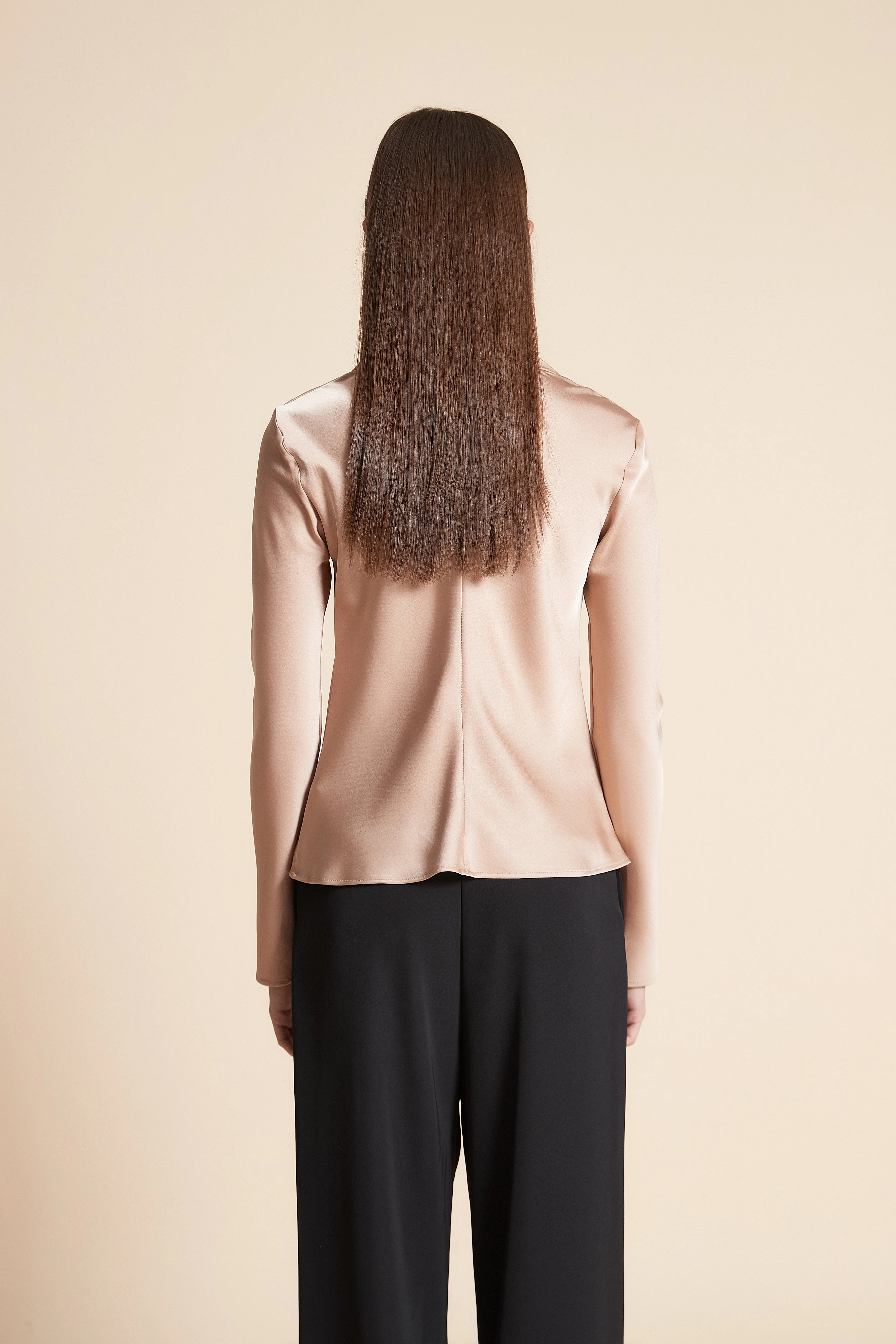 Solid Waist-Length Long Sleeve Blouse - Image 12