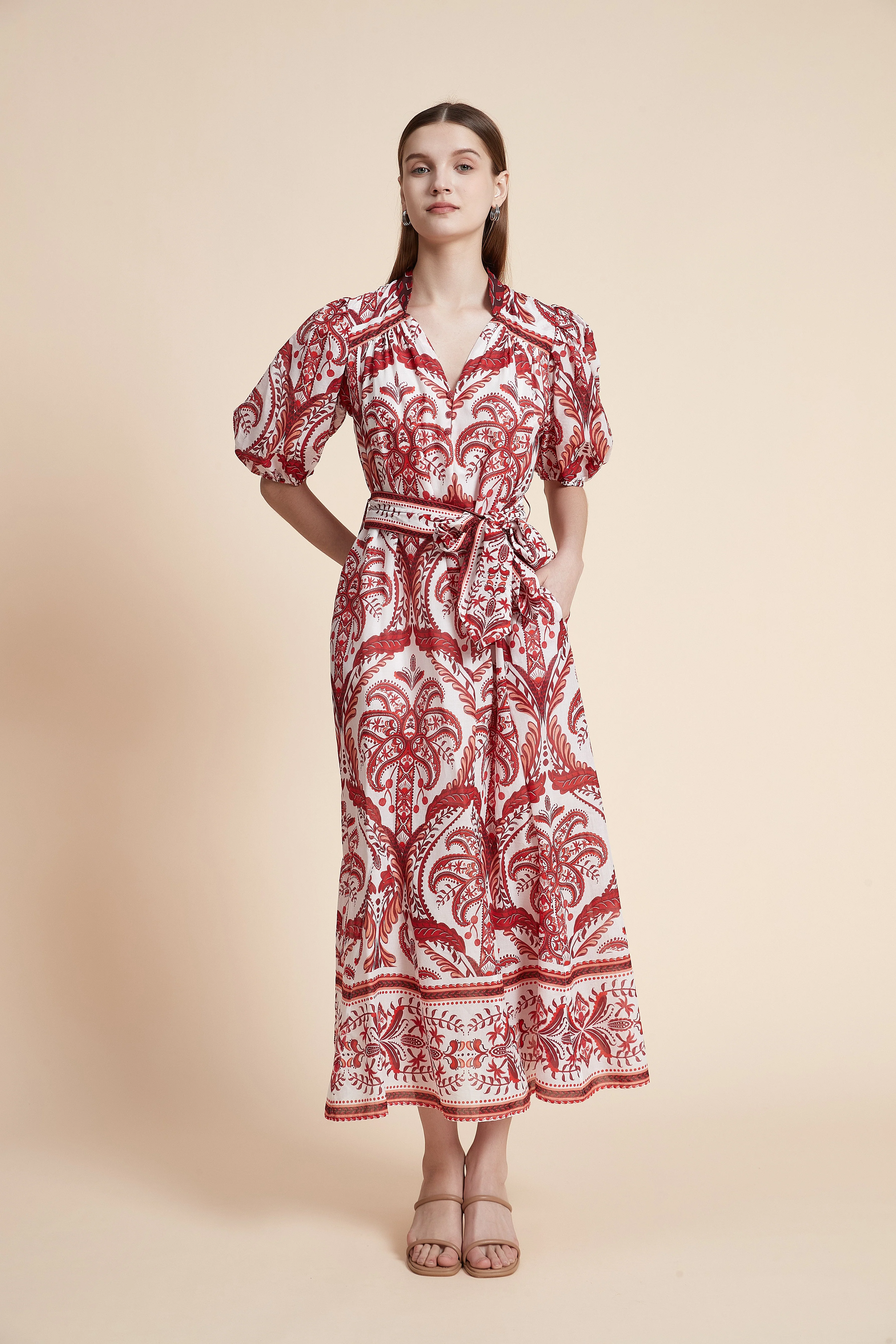 Printed Short Sleeve Maxi Dress - Image 3
