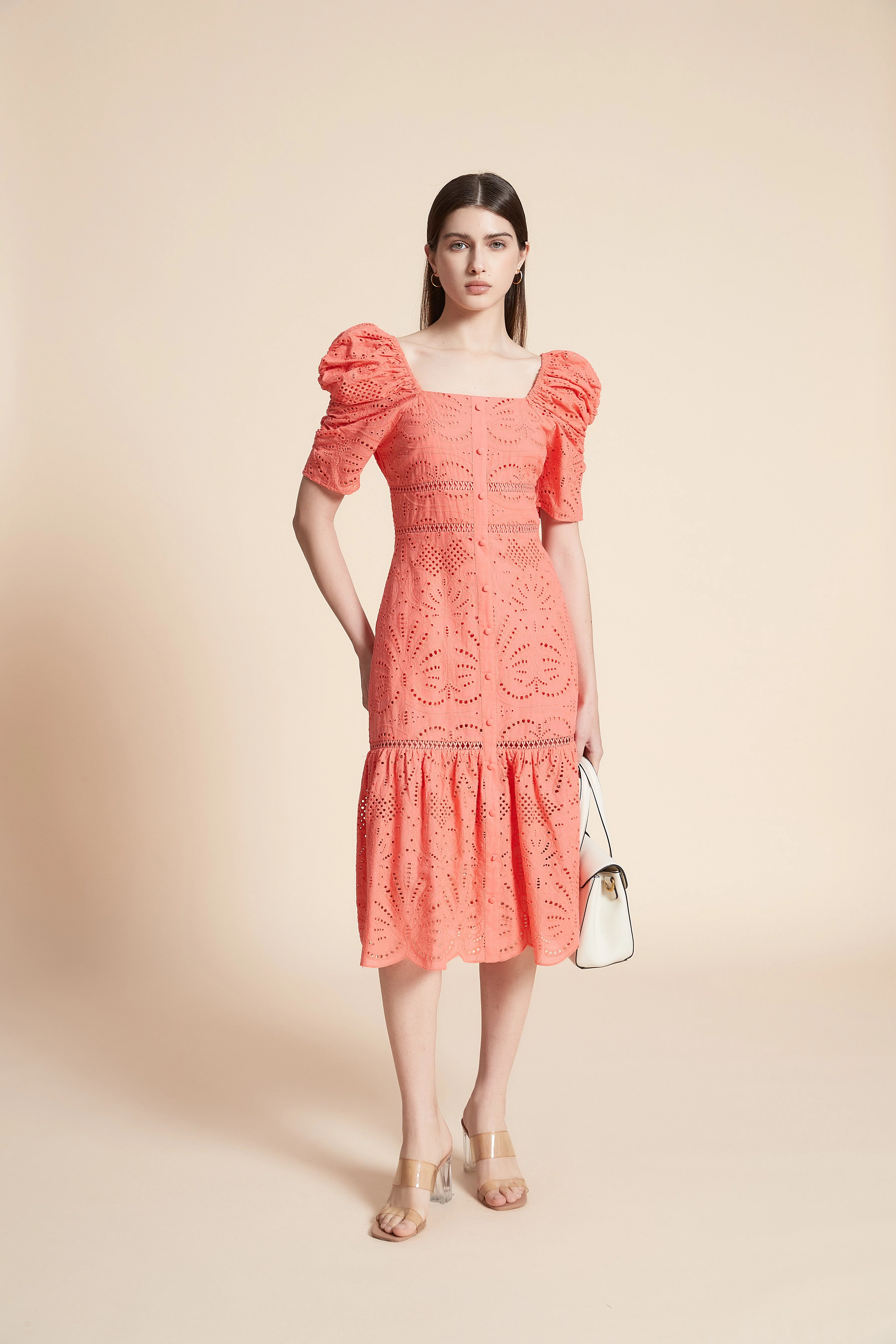 Short Sleeve Lace Midi Dress - Image 4