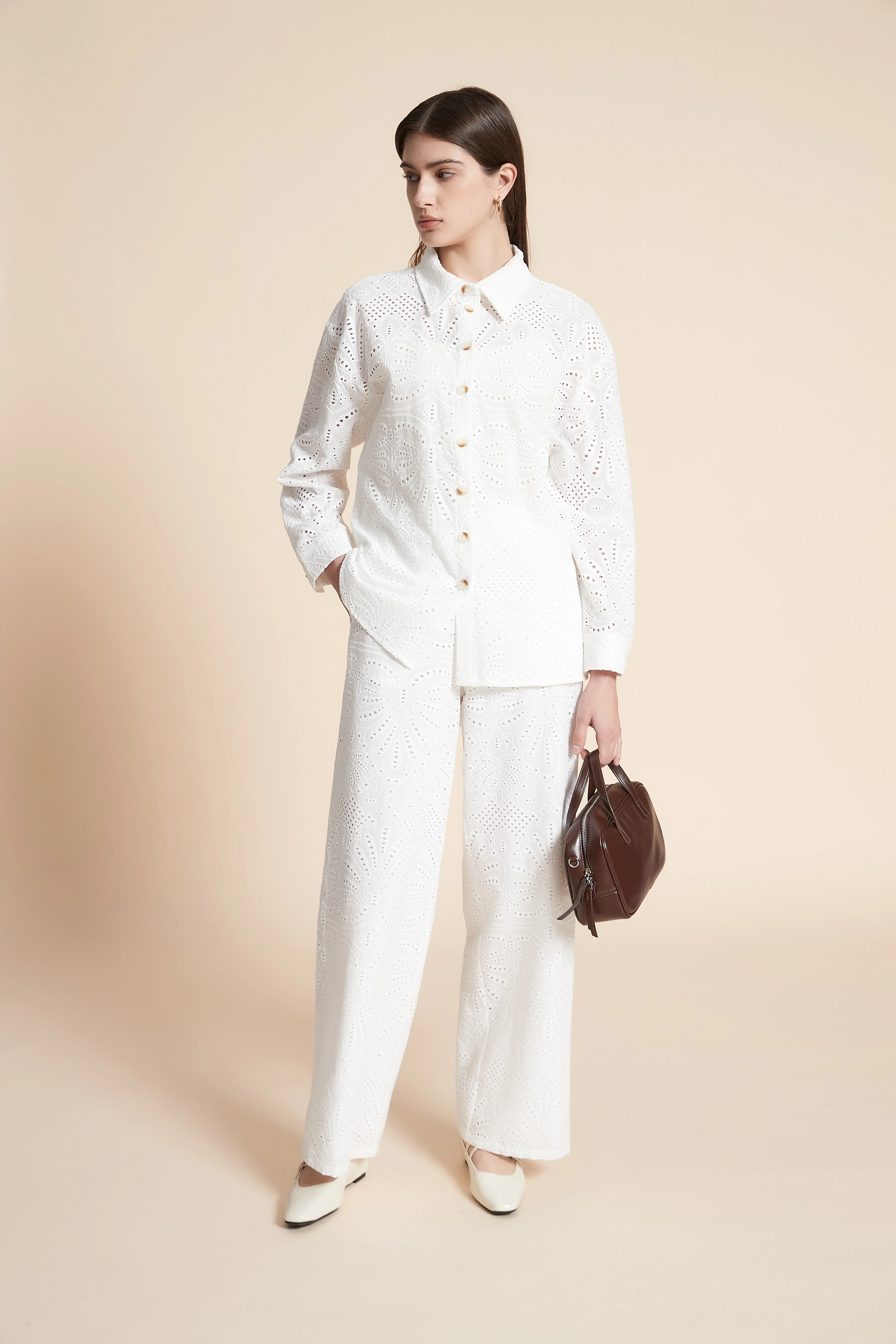 Long Sleeve Lace Patterned Shirt - Image 10