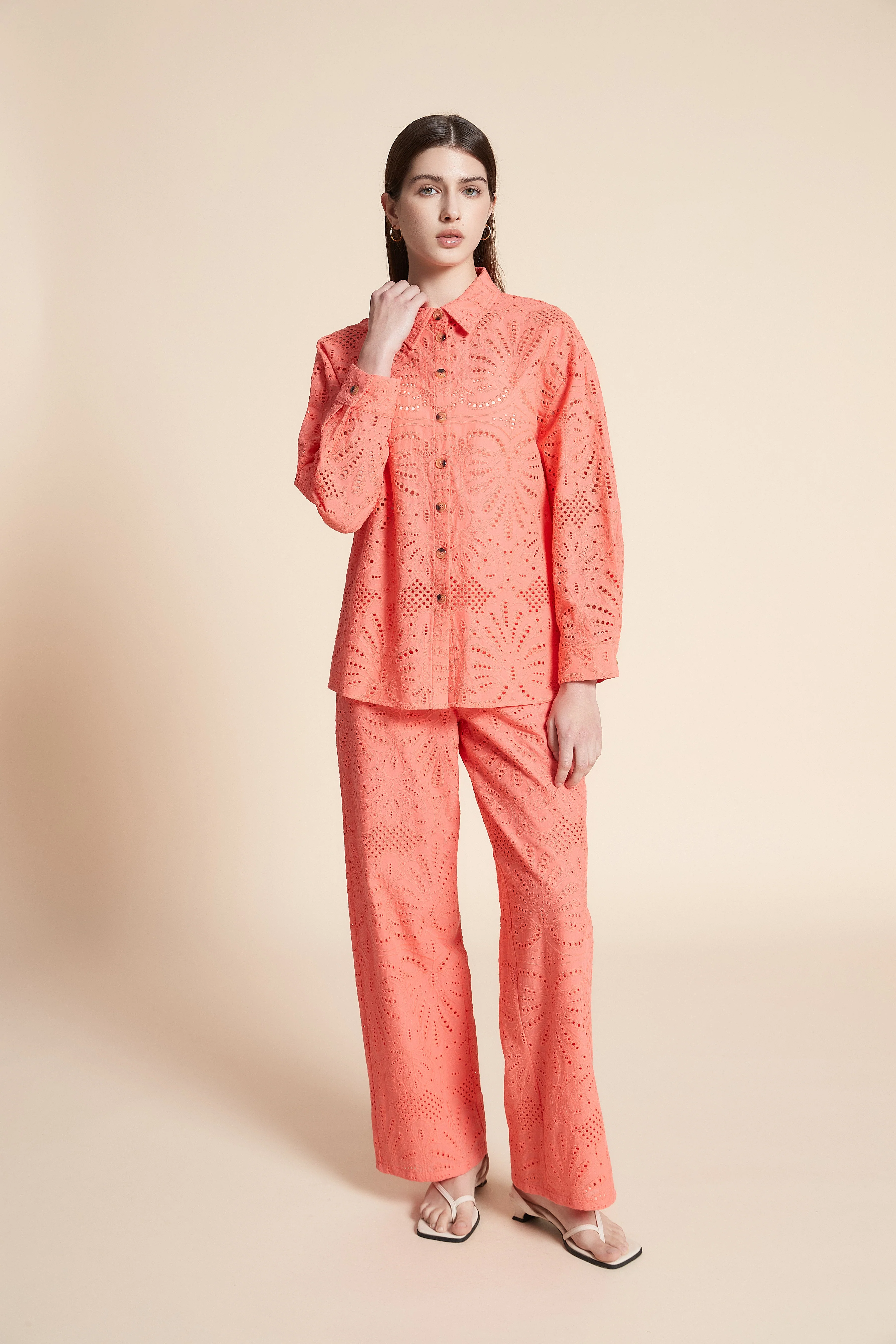 Long Sleeve Lace Patterned Shirt - Image 3