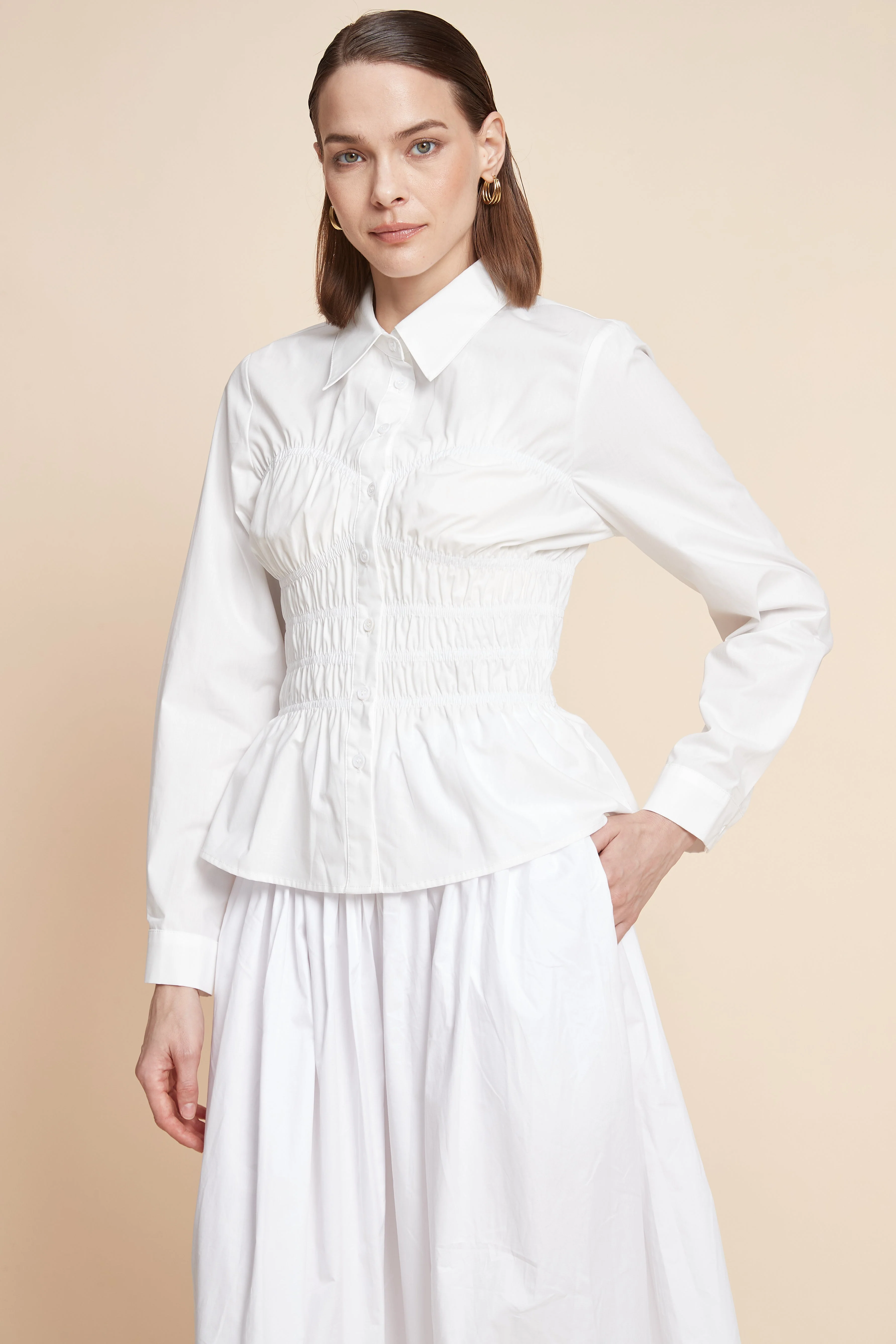 Long-Sleeved Plain Shirt