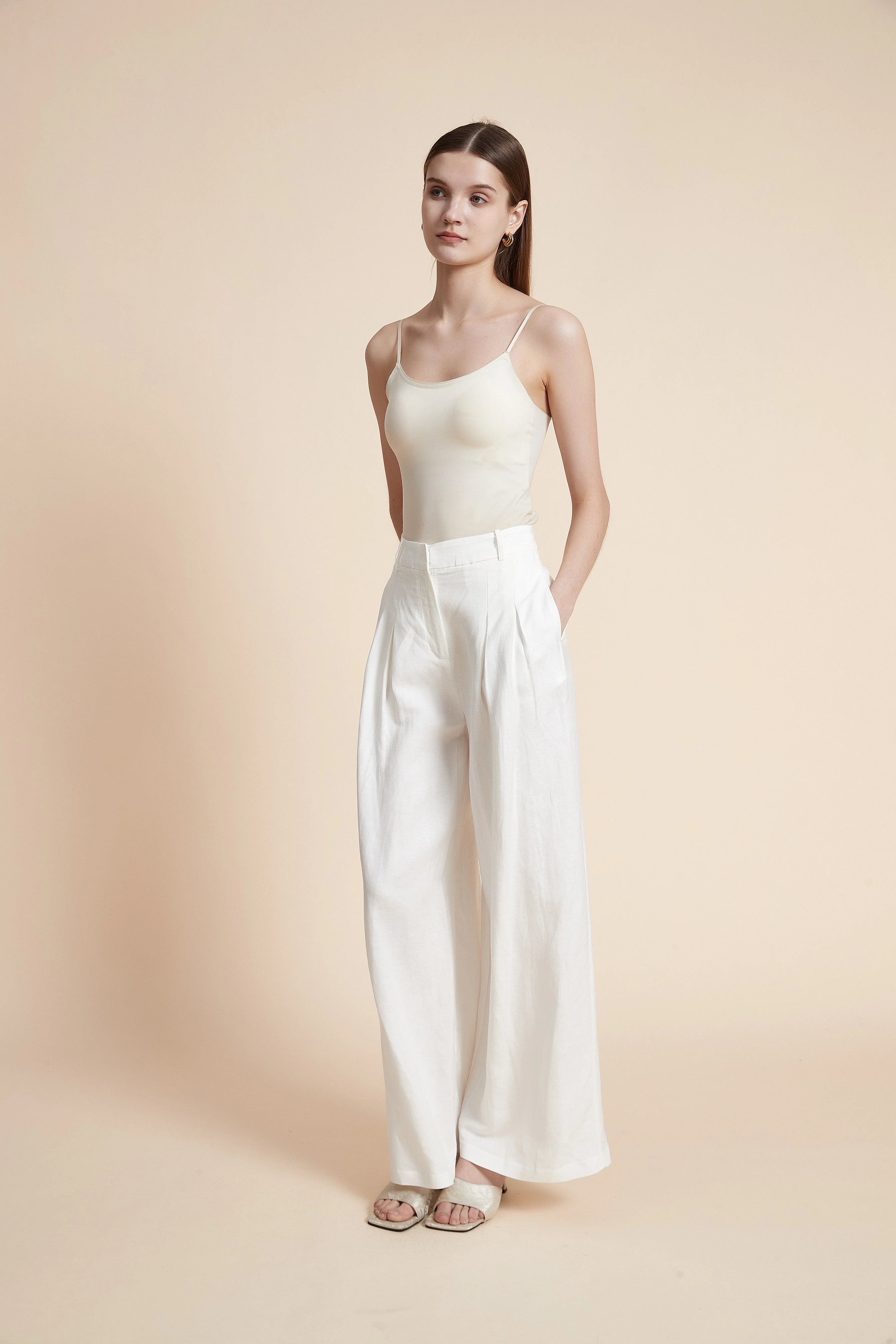 Wide Plain Pants with Pockets - Image 2
