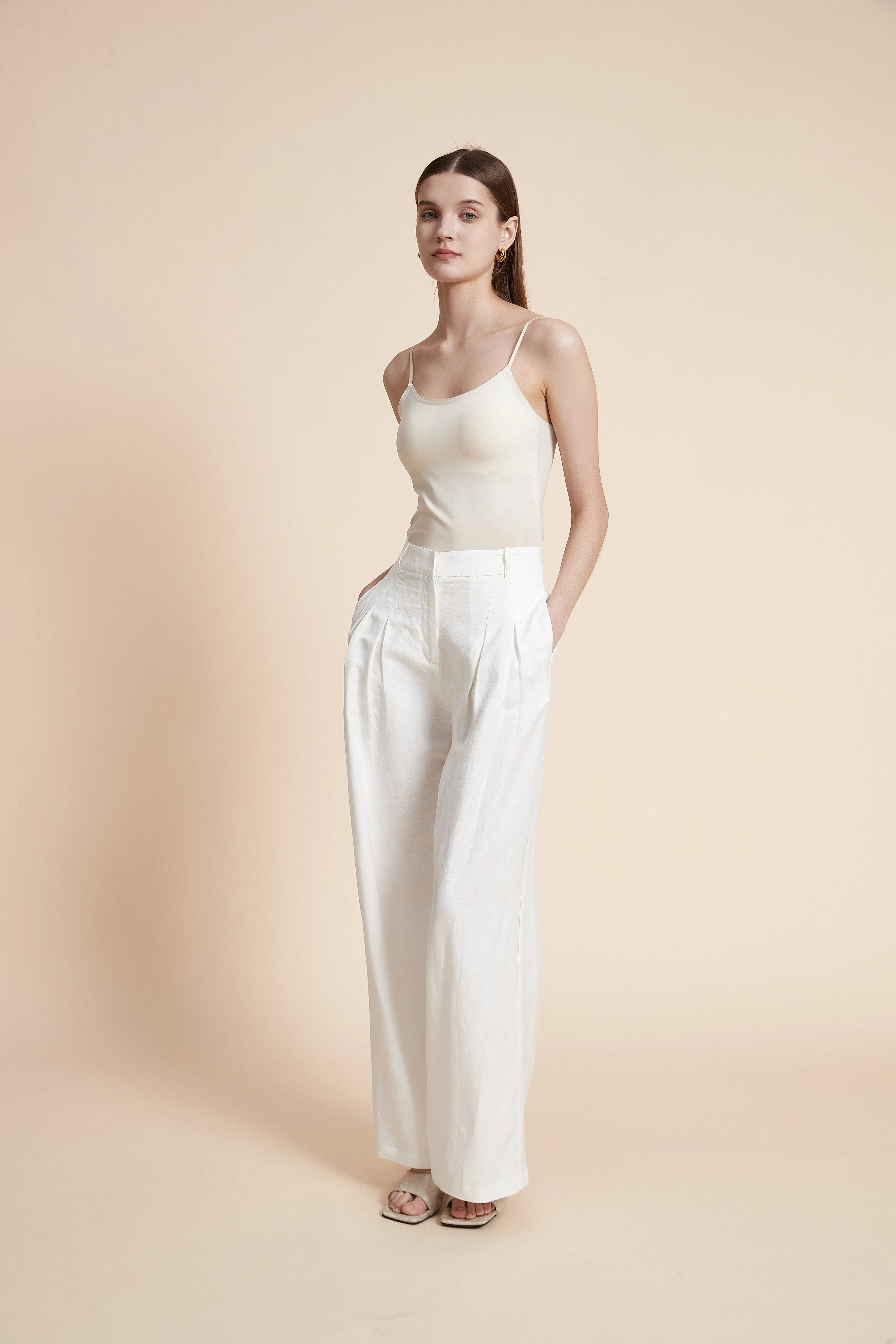 Wide Plain Pants with Pockets - Image 3