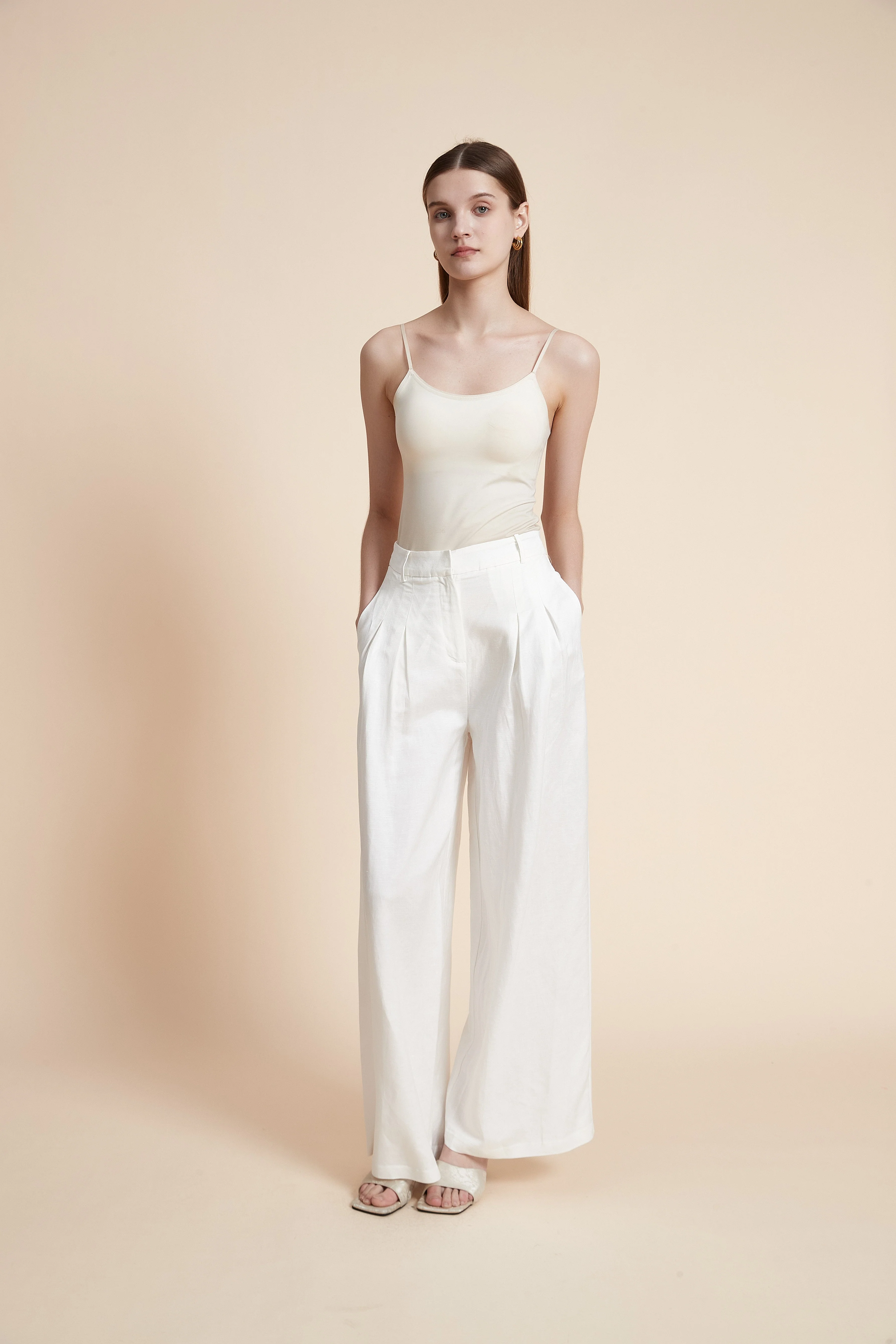 Wide Plain Pants with Pockets - Image 4