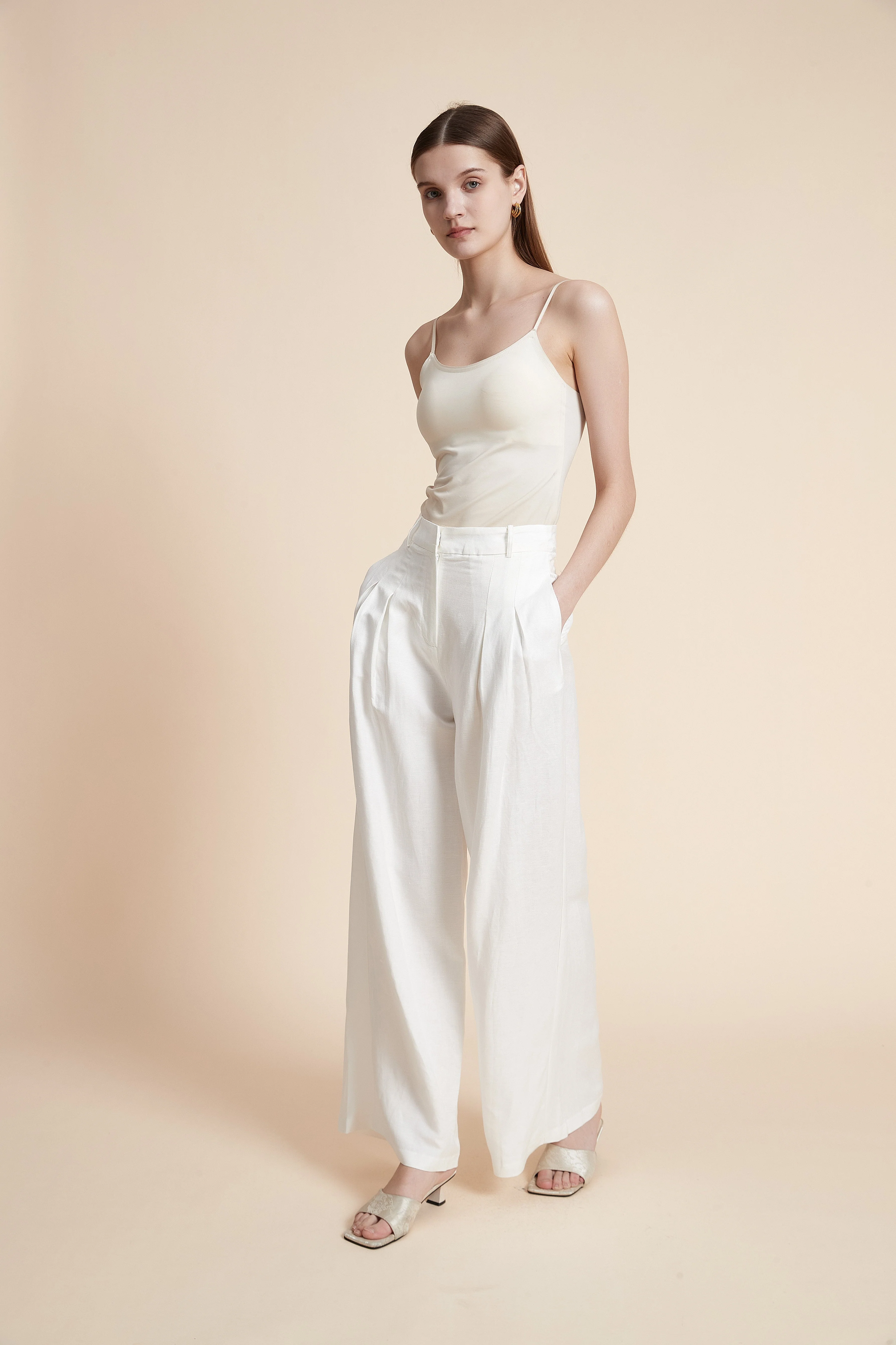 Wide Plain Pants with Pockets - Image 5