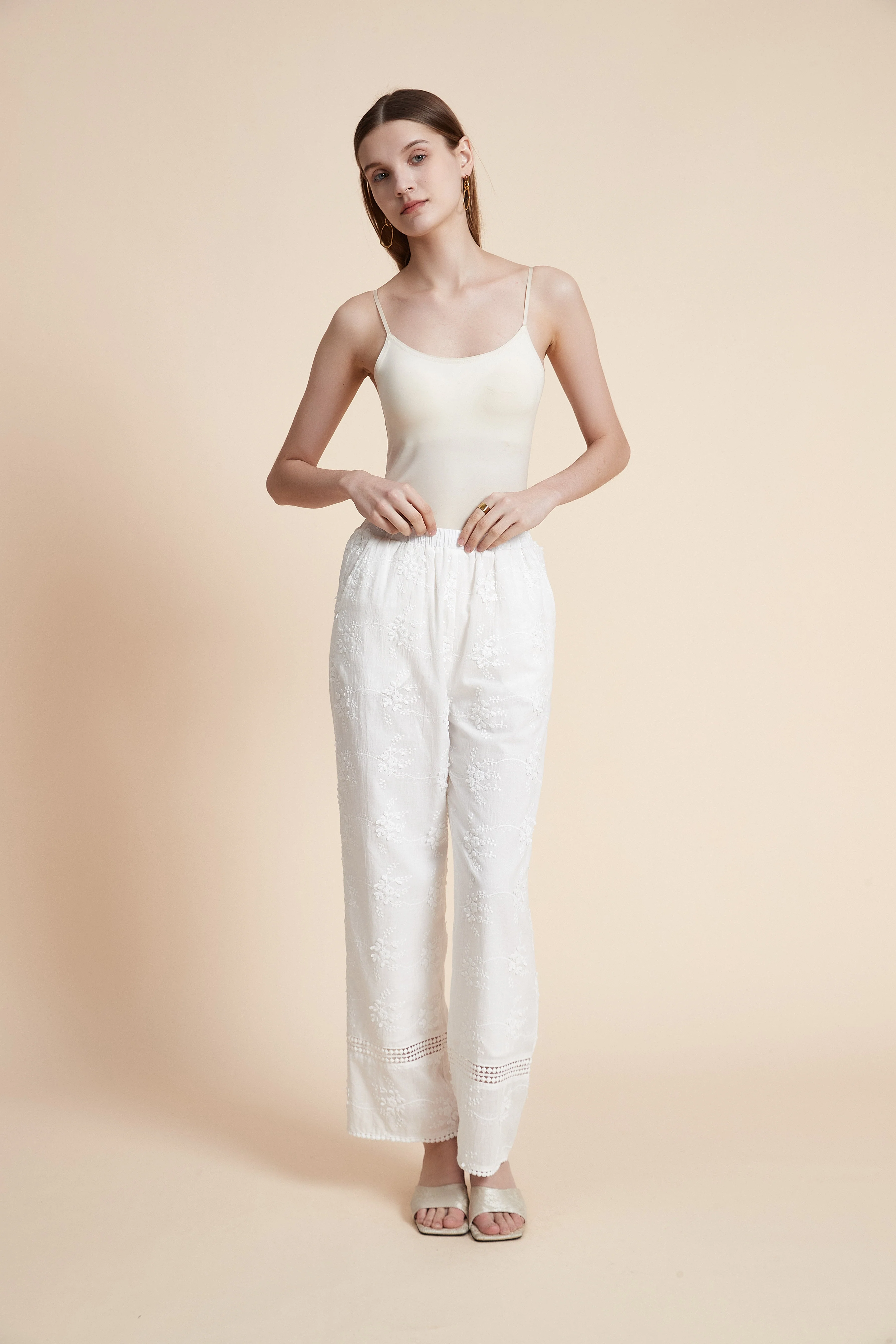 Embroidered Floral Long Pants