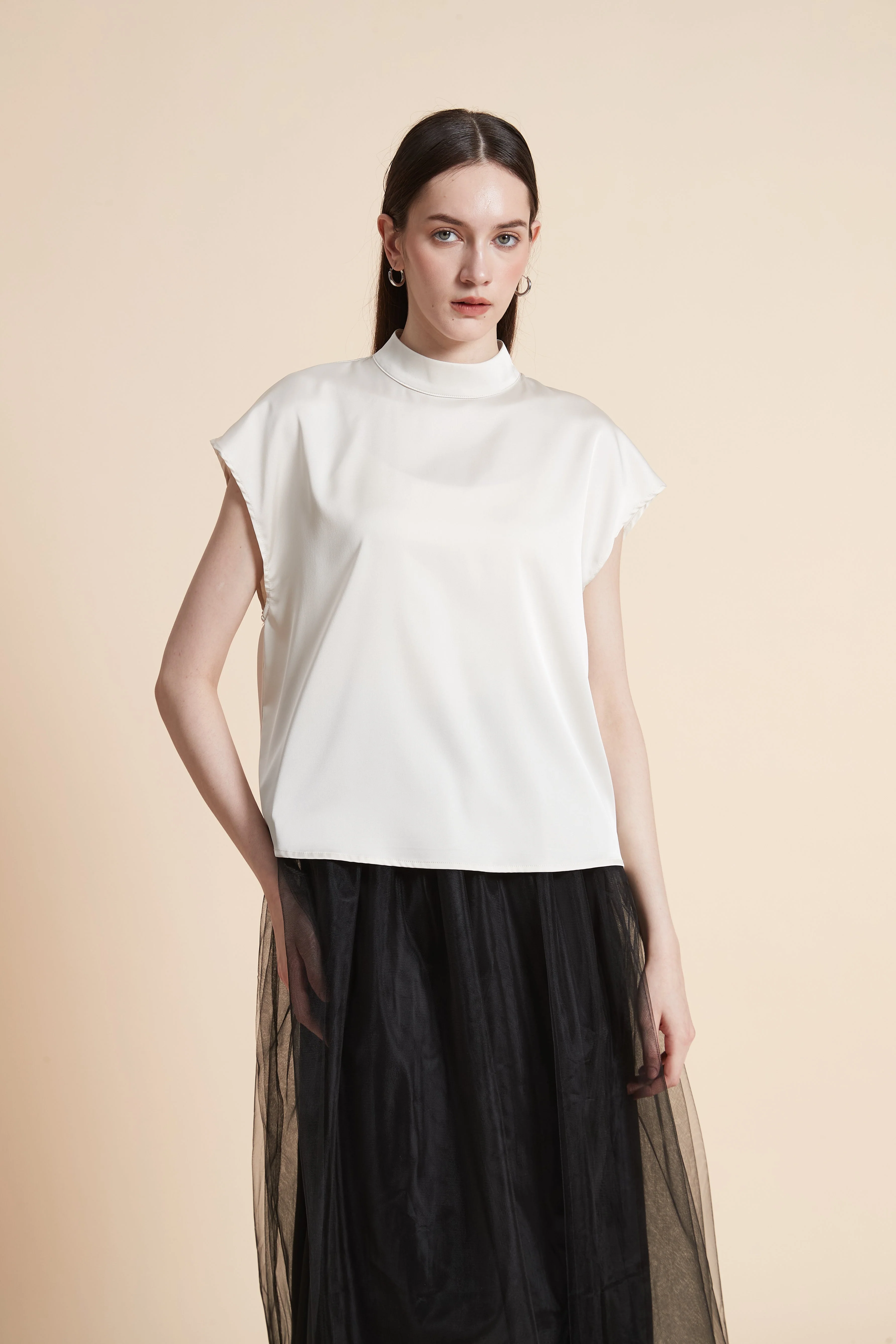 Solid Color Short Sleeve Blouse
