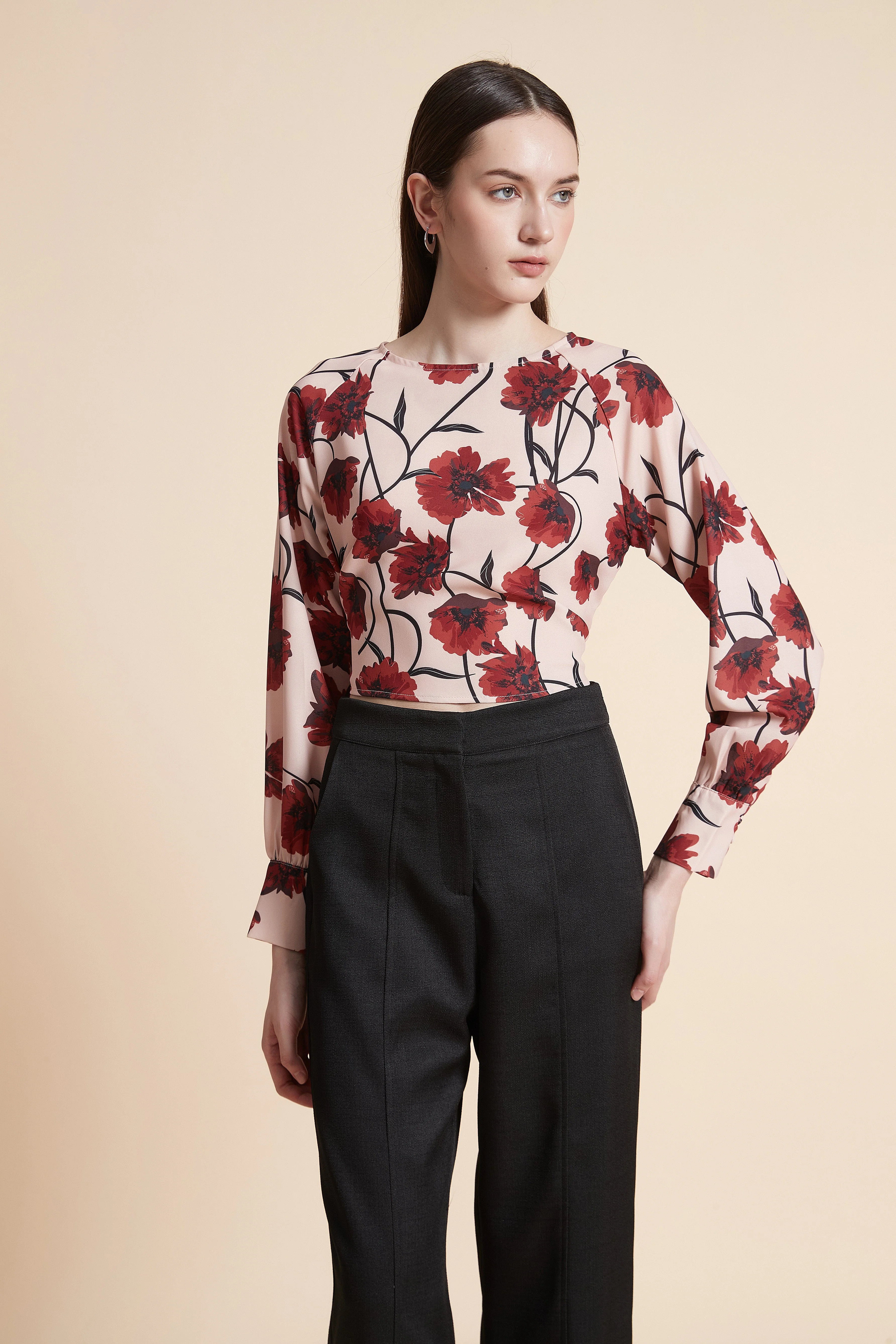 Long Sleeve Floral Print Blouse