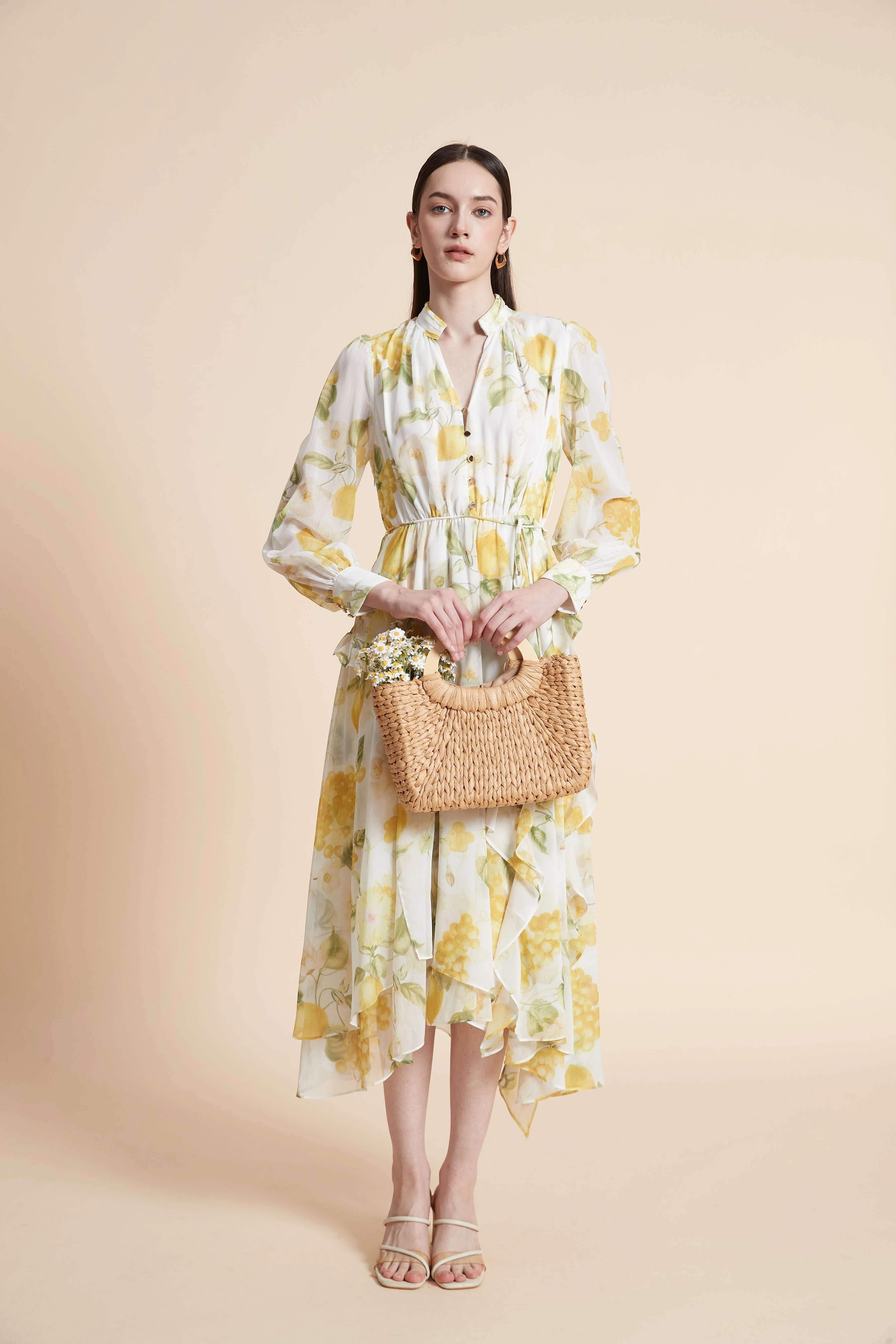 Floral Midi Dress with Long Sleeves - Image 5