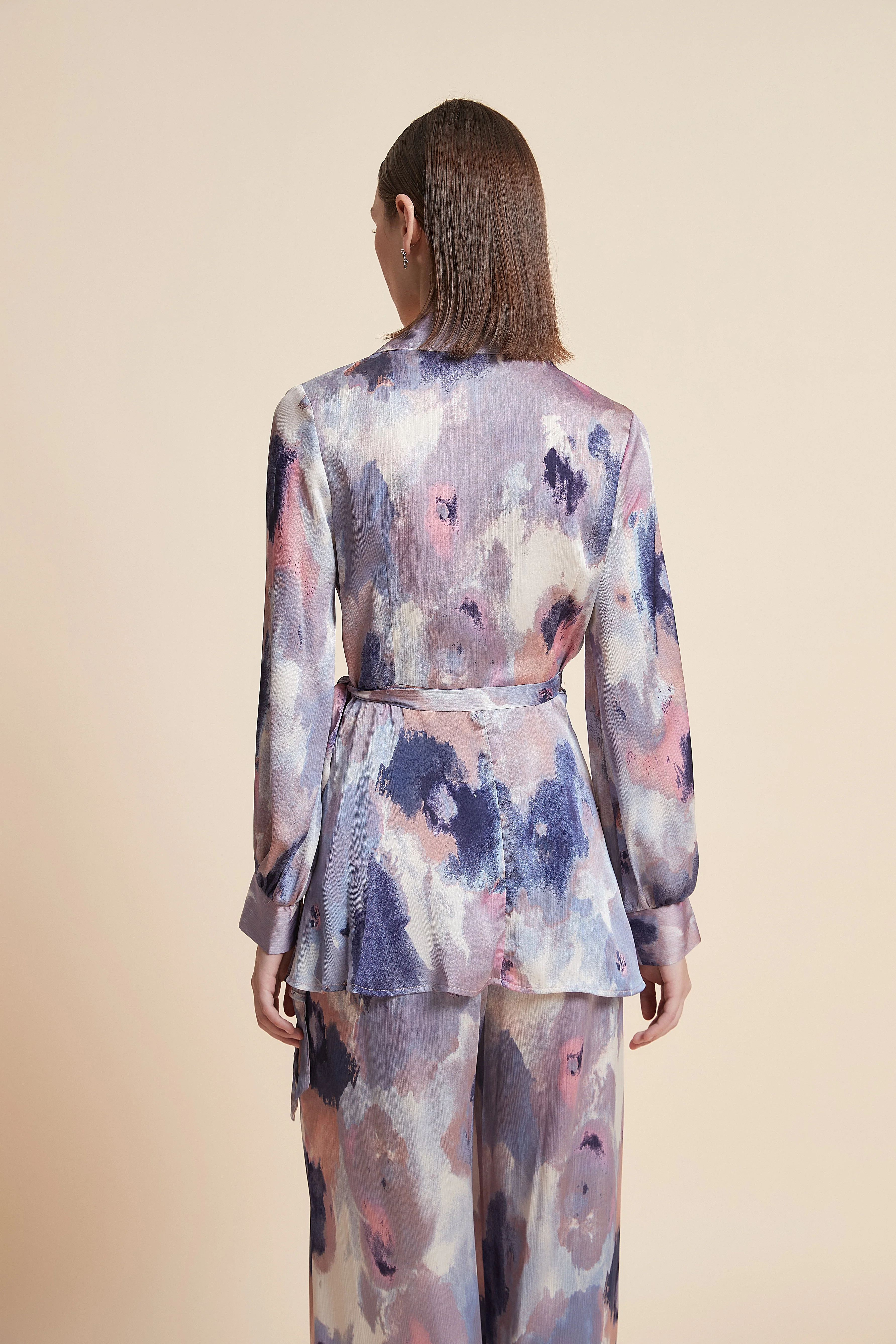 Print Long-Sleeve Waist-Length Blouse - Image 6