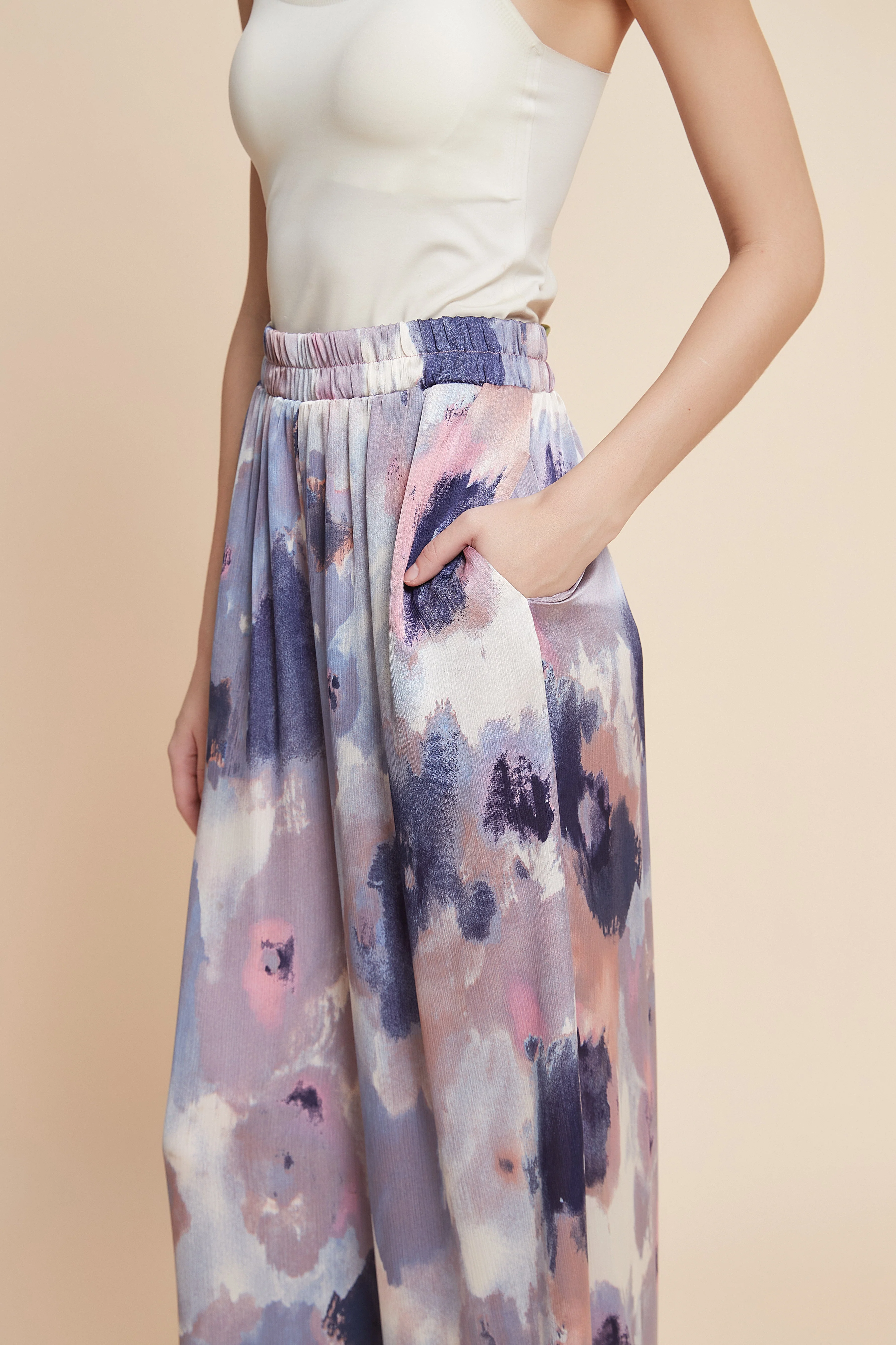 Print Wide-Leg Long Trousers - Image 4