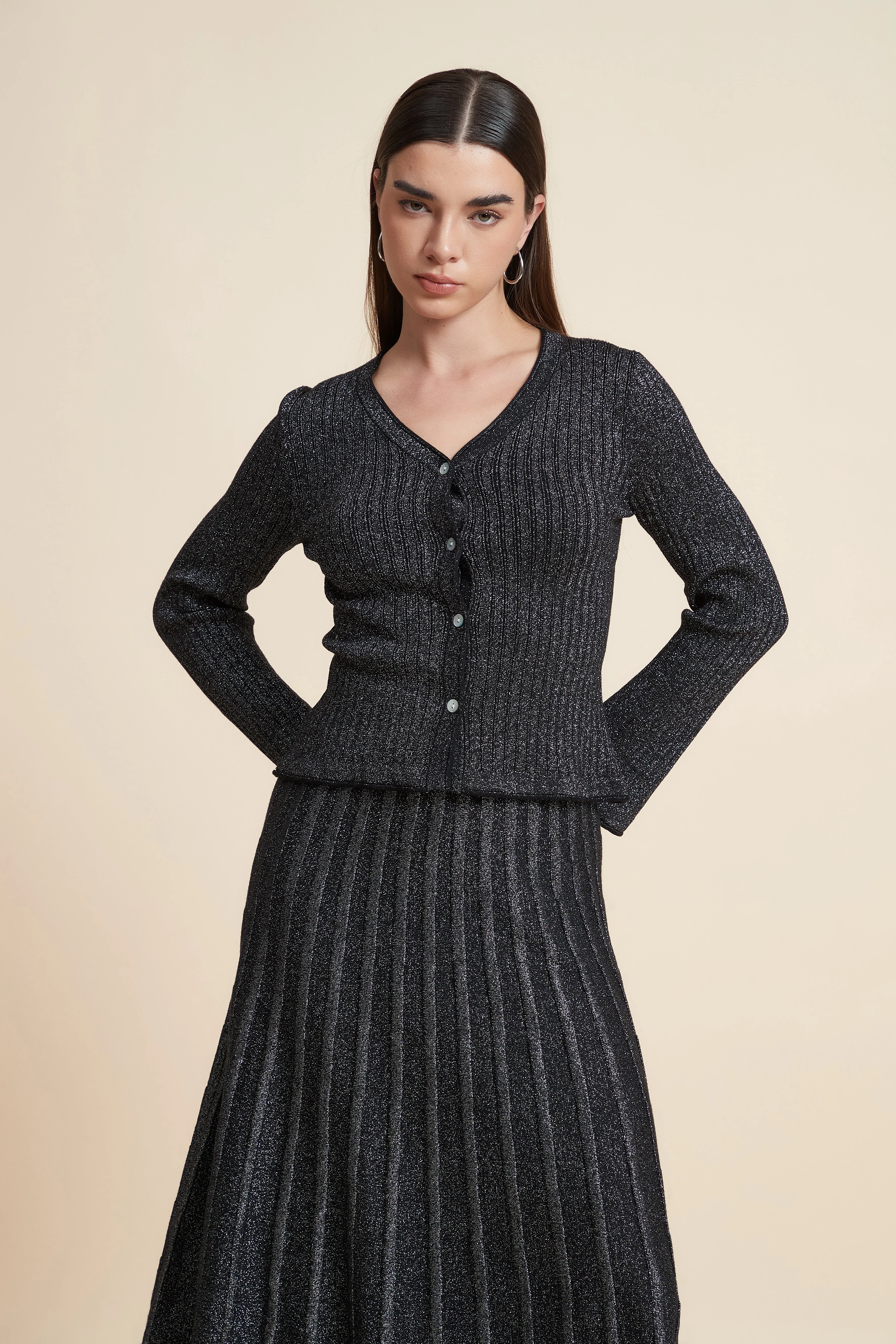 Ribbed Long Sleeve Cardigan - Image 2