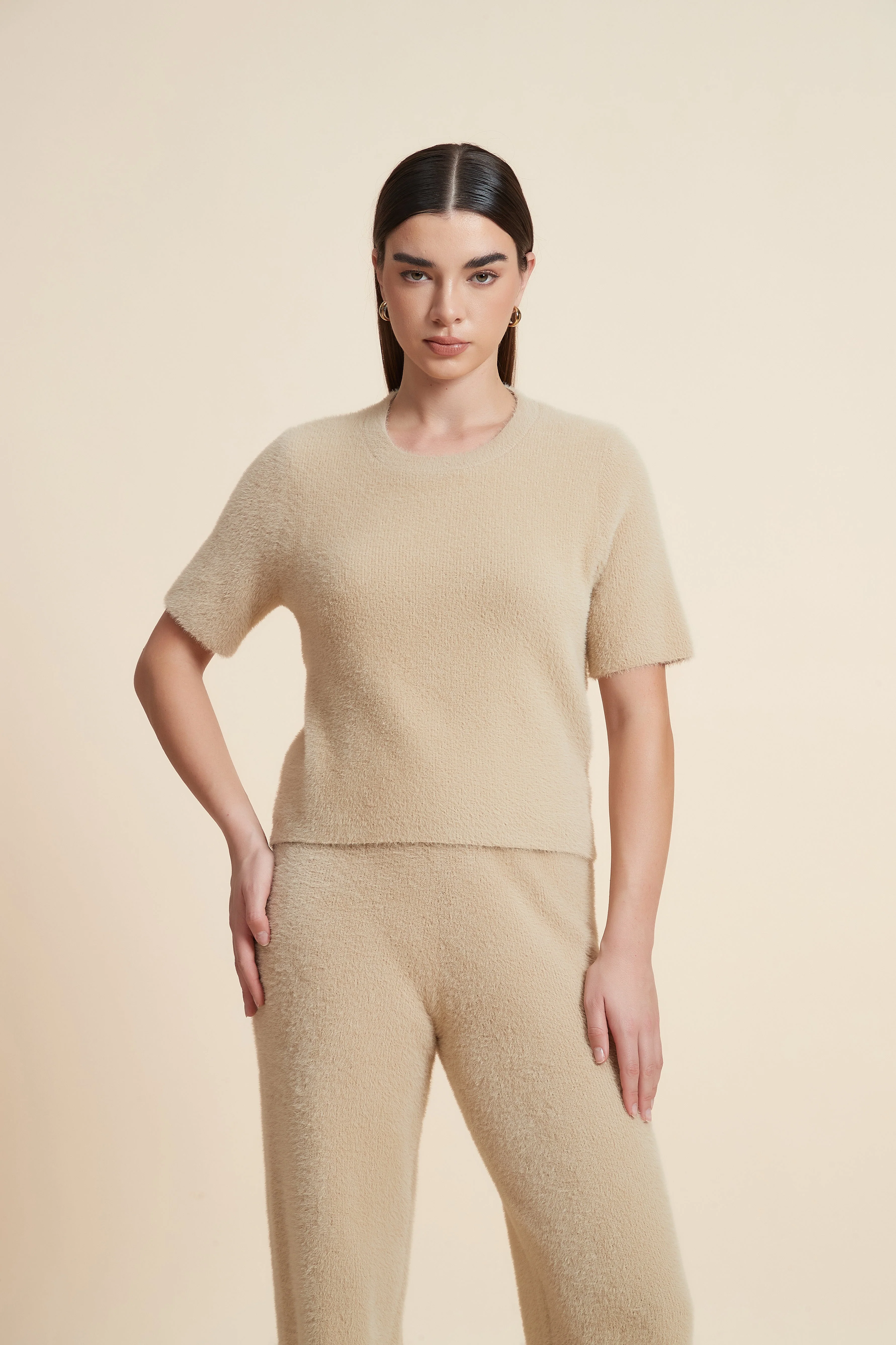 Plain Short Sleeve Winter Top