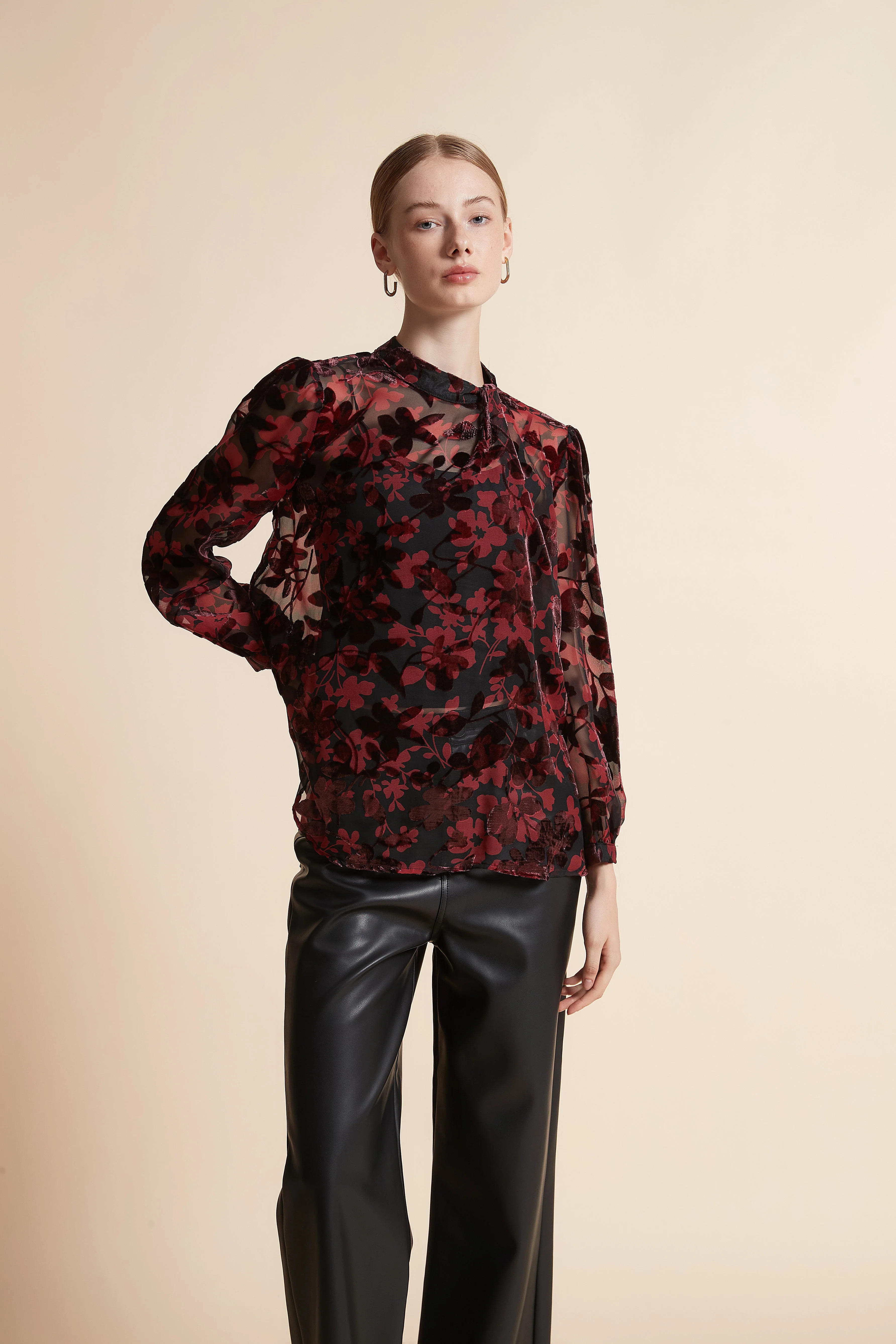 Floral Sheer Long-Sleeve Top
