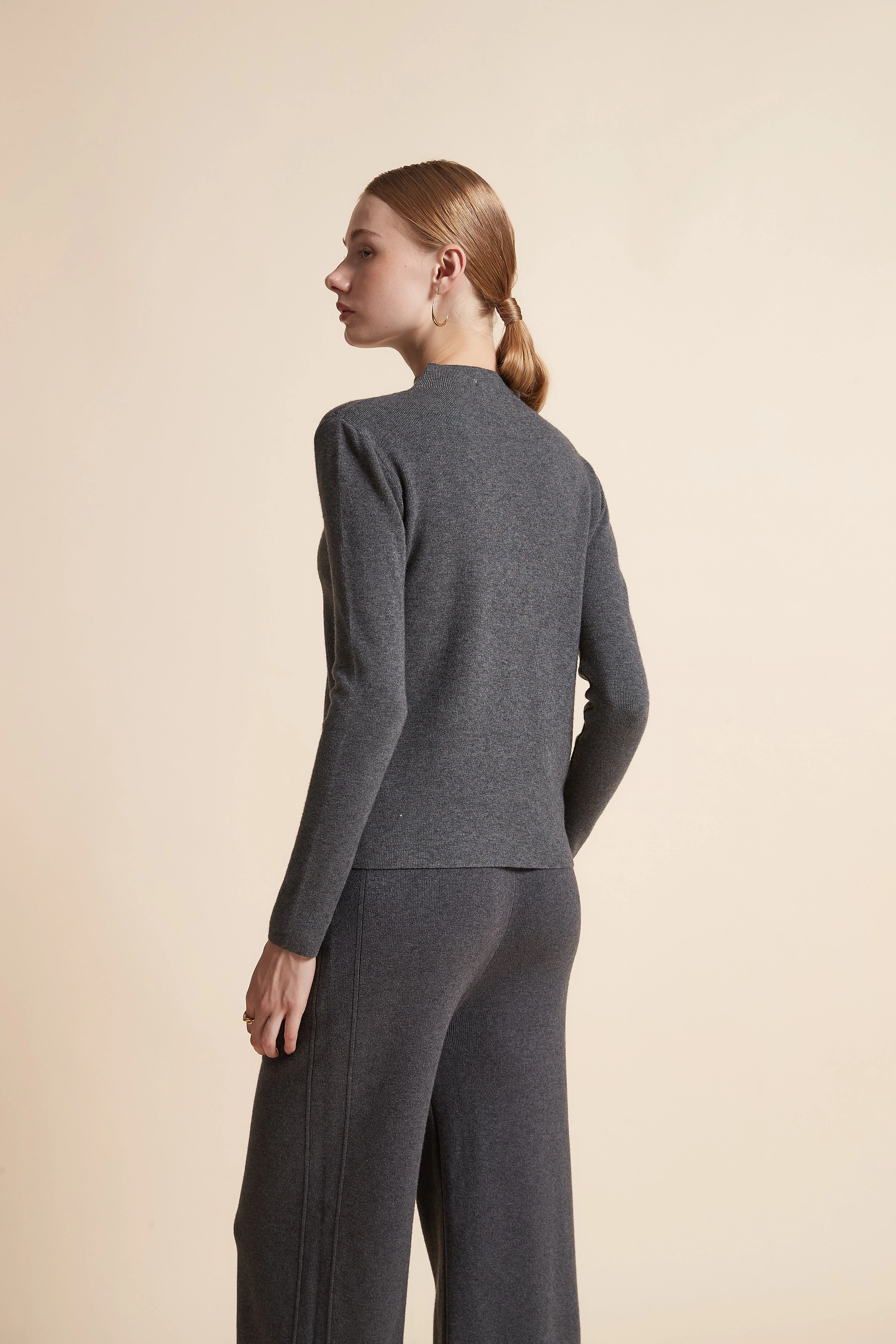 Solid High-Neck Long-Sleeve Top - Image 3