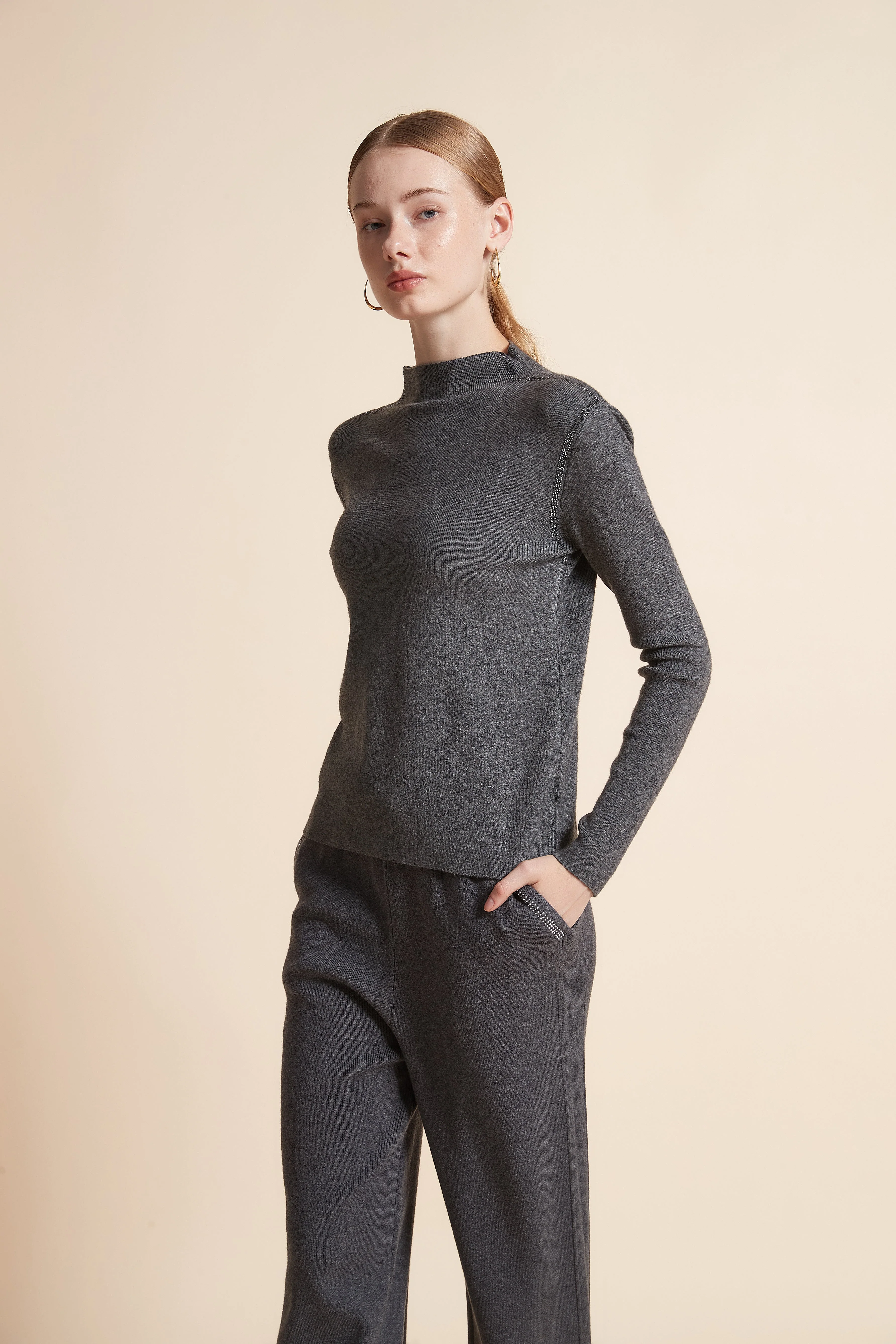 Solid High-Neck Long-Sleeve Top - Image 4