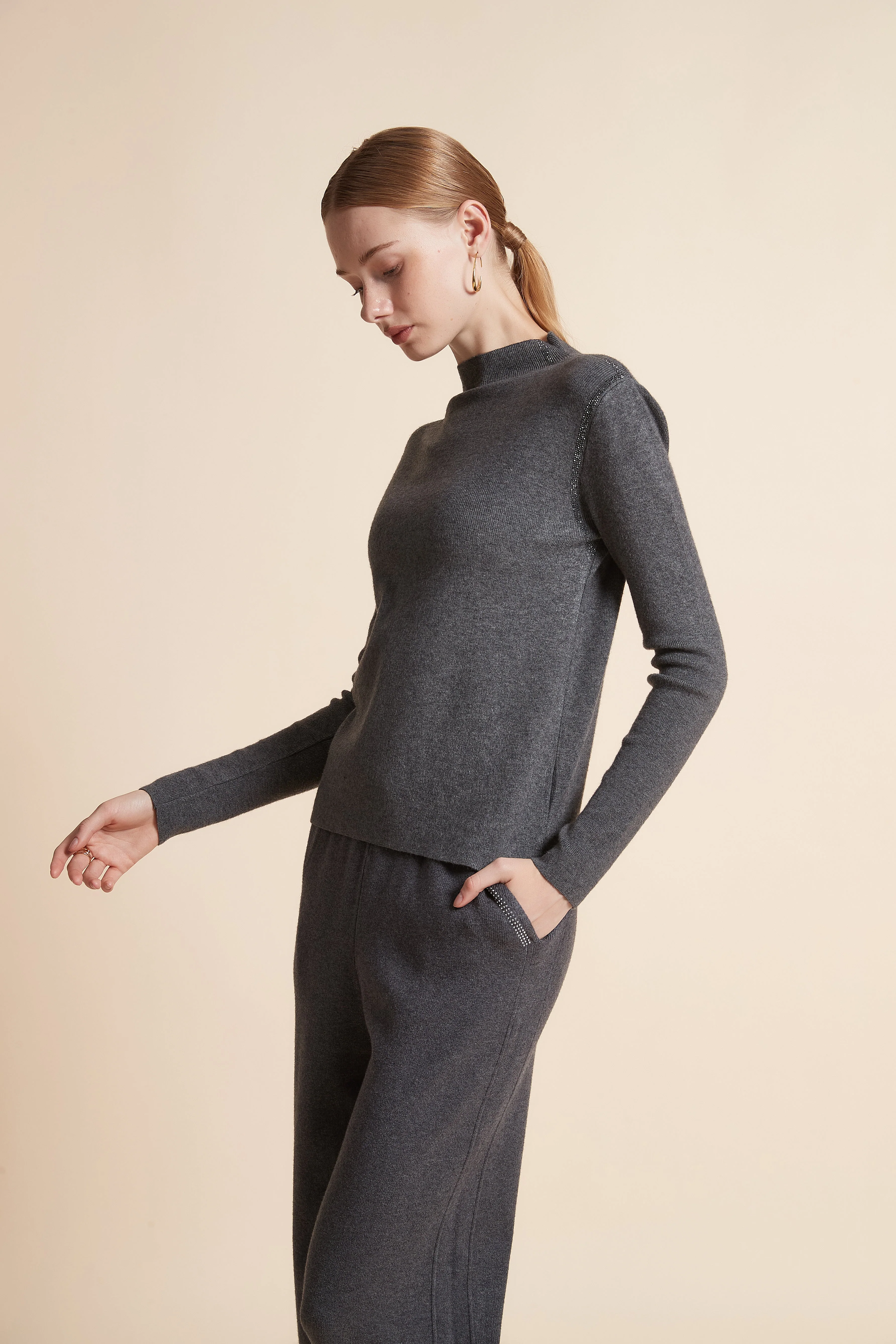 Solid High-Neck Long-Sleeve Top - Image 5