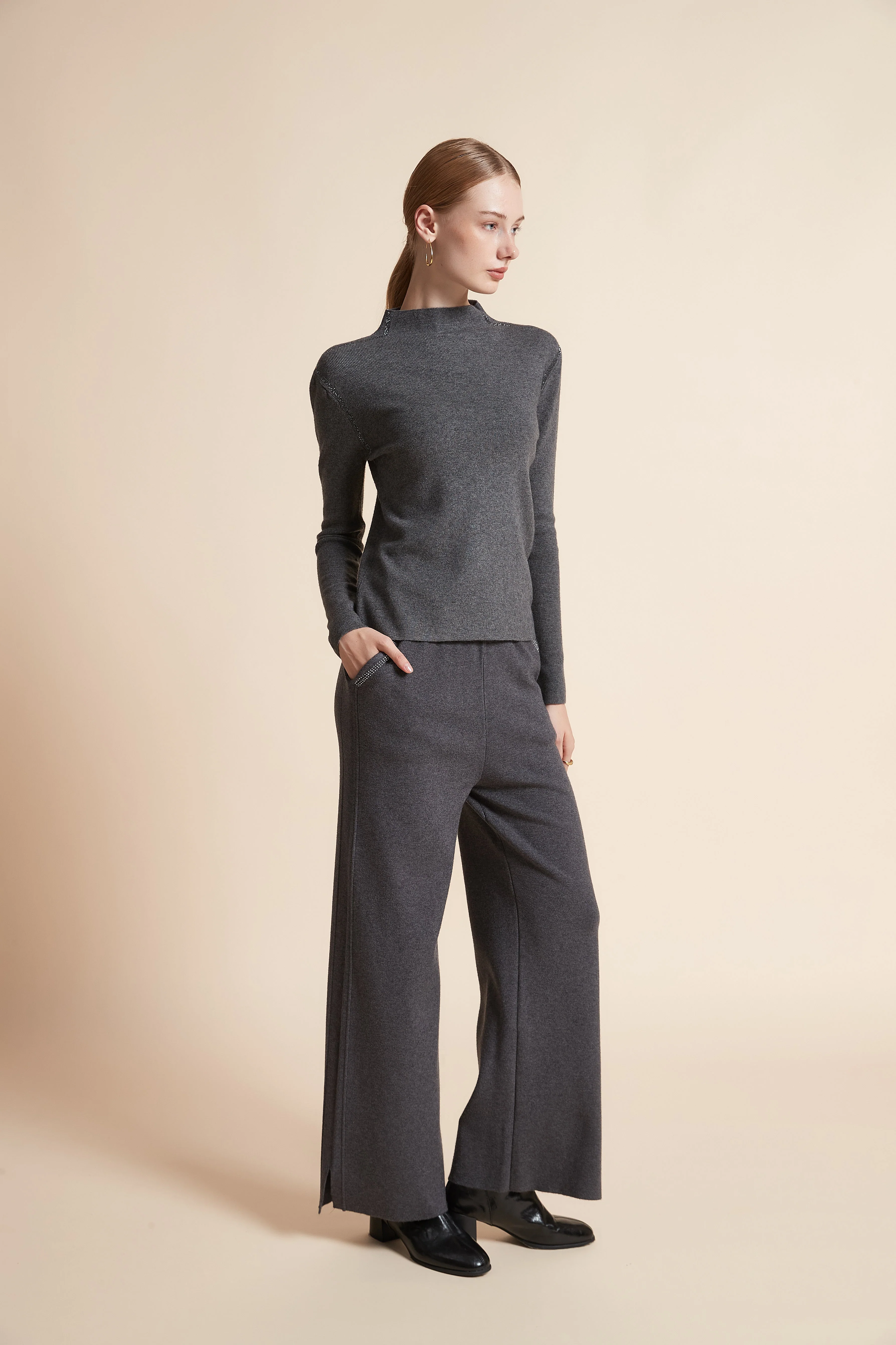 Solid High-Neck Long-Sleeve Top - Image 6