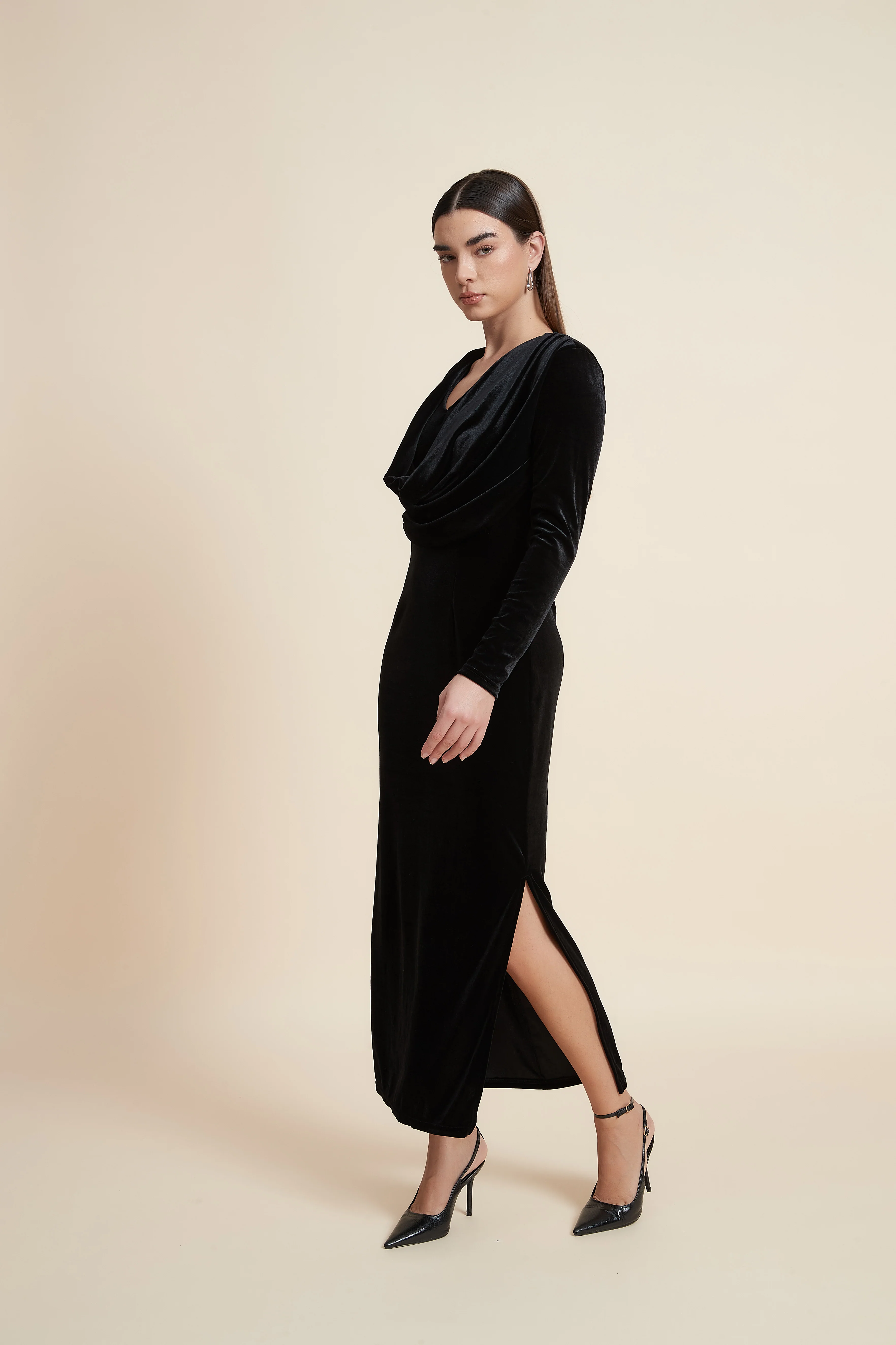 Plain Long Sleeve Midi Dress - Image 2