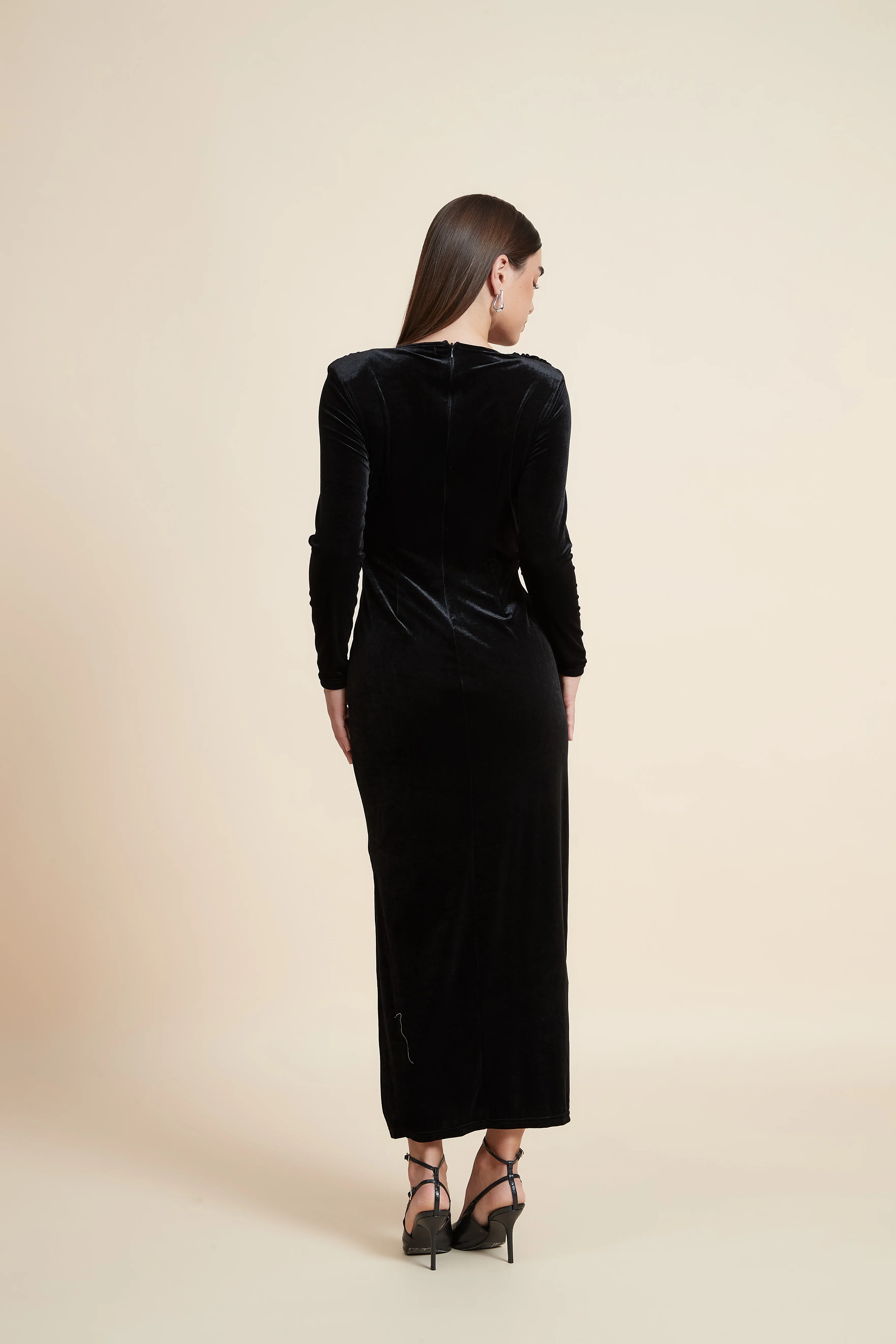 Plain Long Sleeve Midi Dress - Image 7