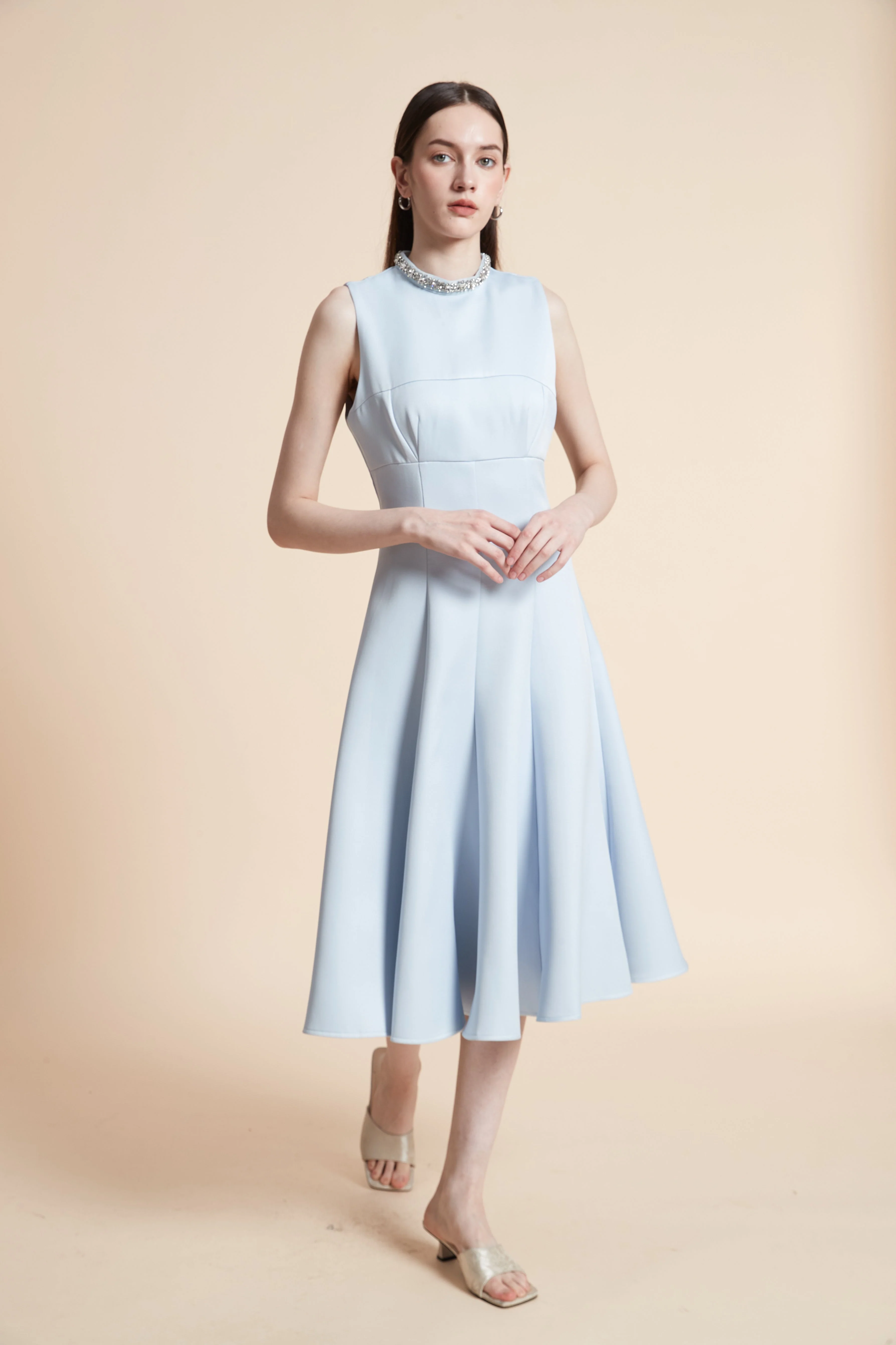 Sleeveless Plain Midi Dress