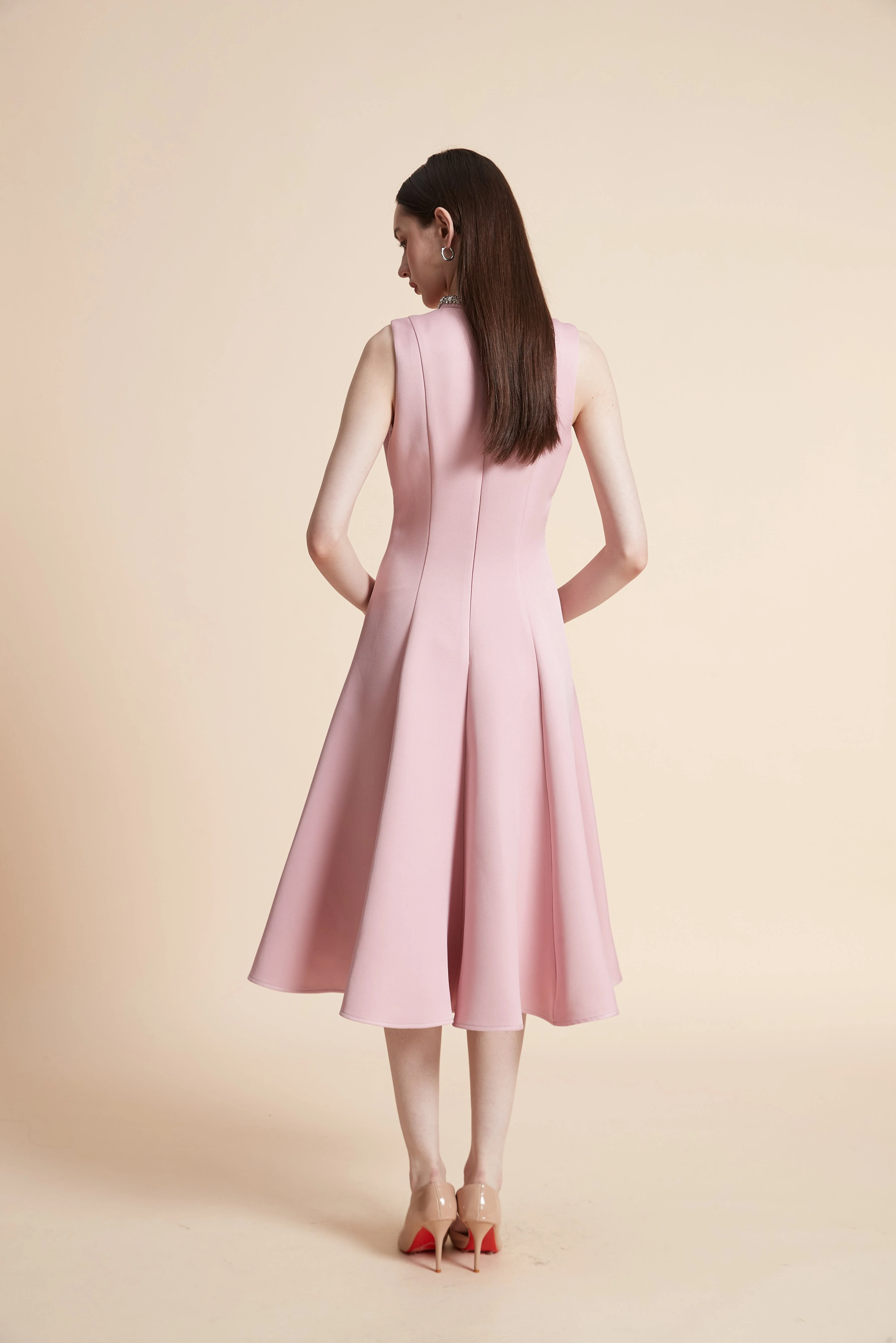 Sleeveless Plain Midi Dress - Image 12