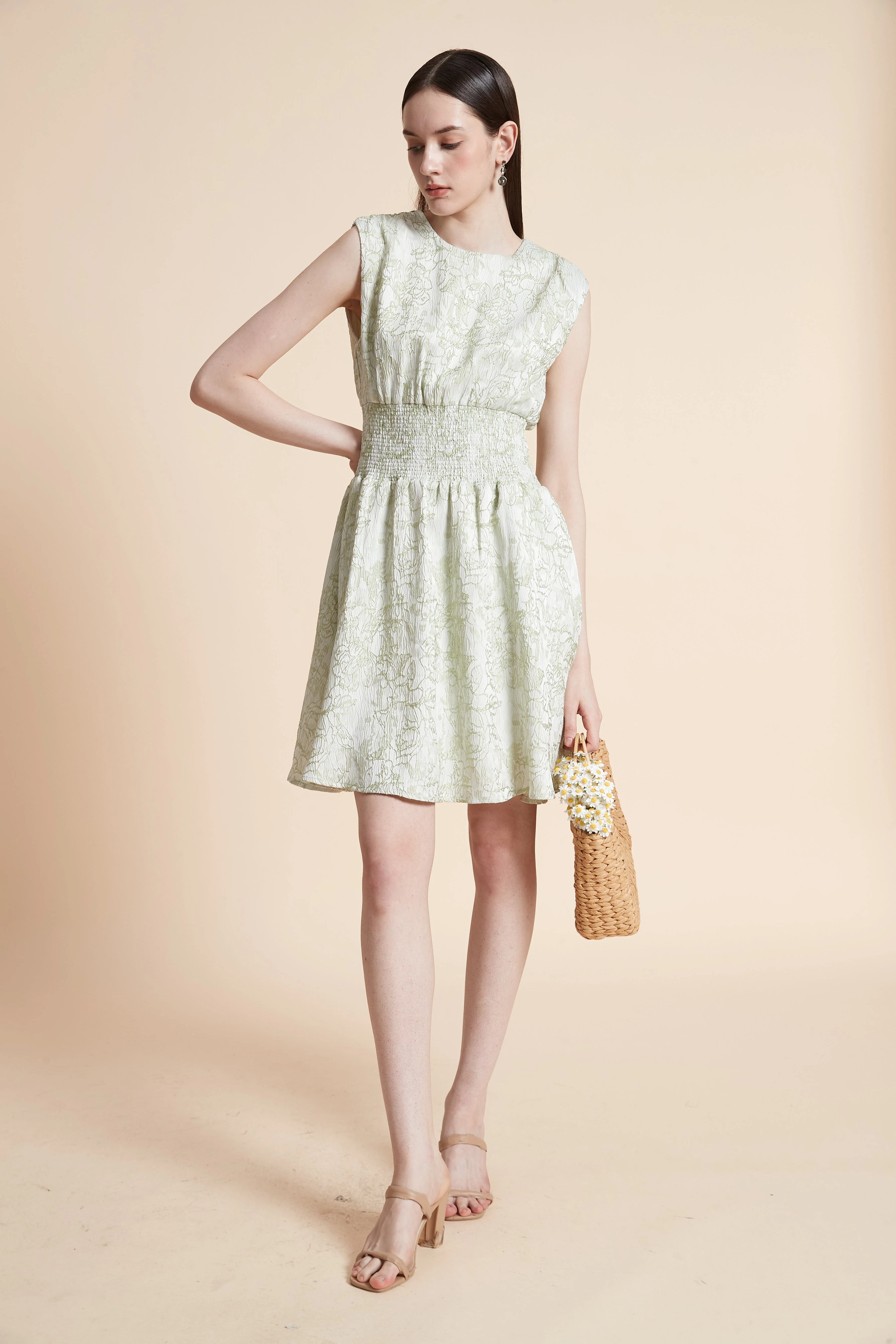 Knee-Length Sleeveless Waist-Defined Dress - Image 4
