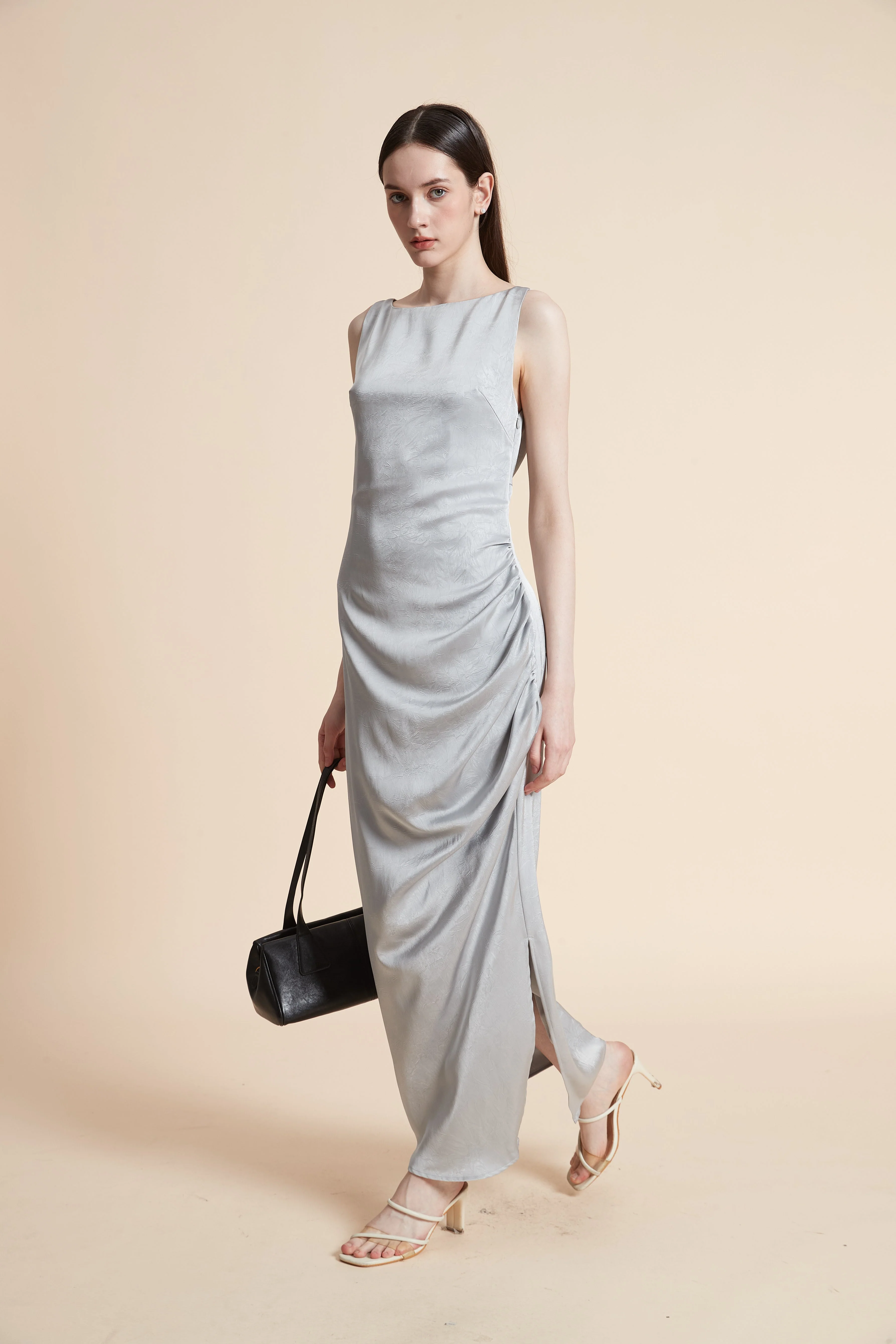 Sleeveless Plain Maxi Dress - Image 3