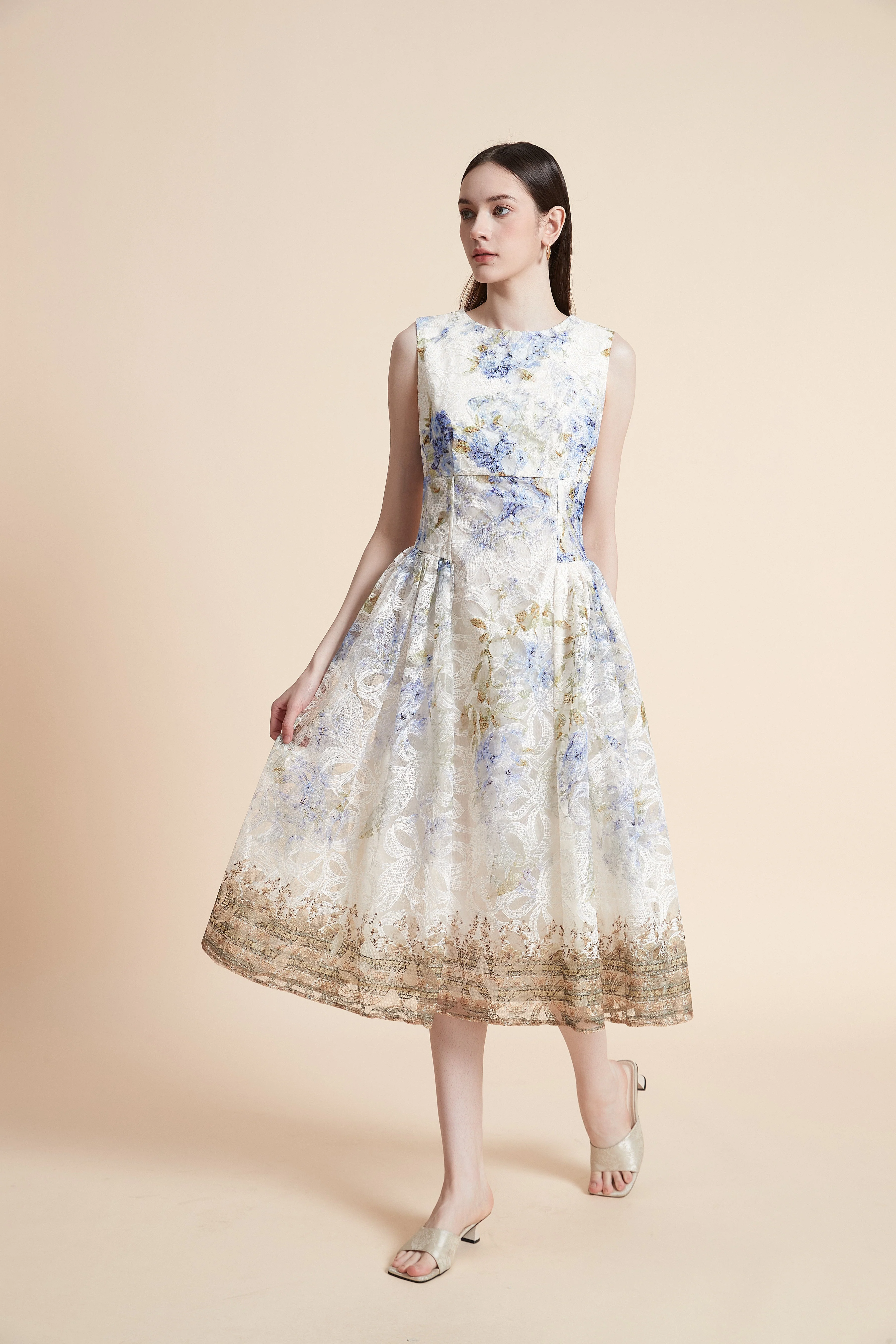 Sleeveless Printed Midi Dress