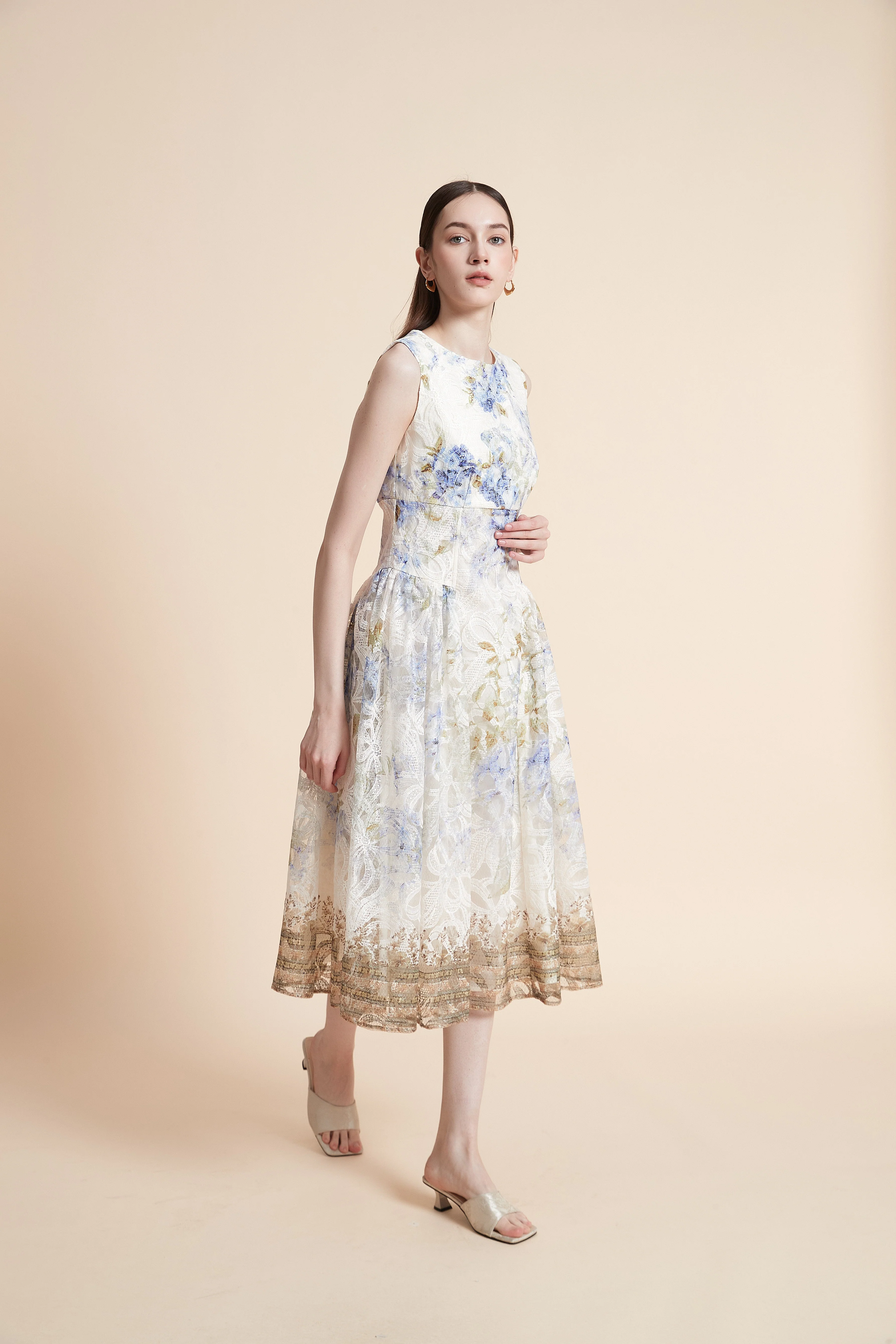 Sleeveless Printed Midi Dress - Image 2