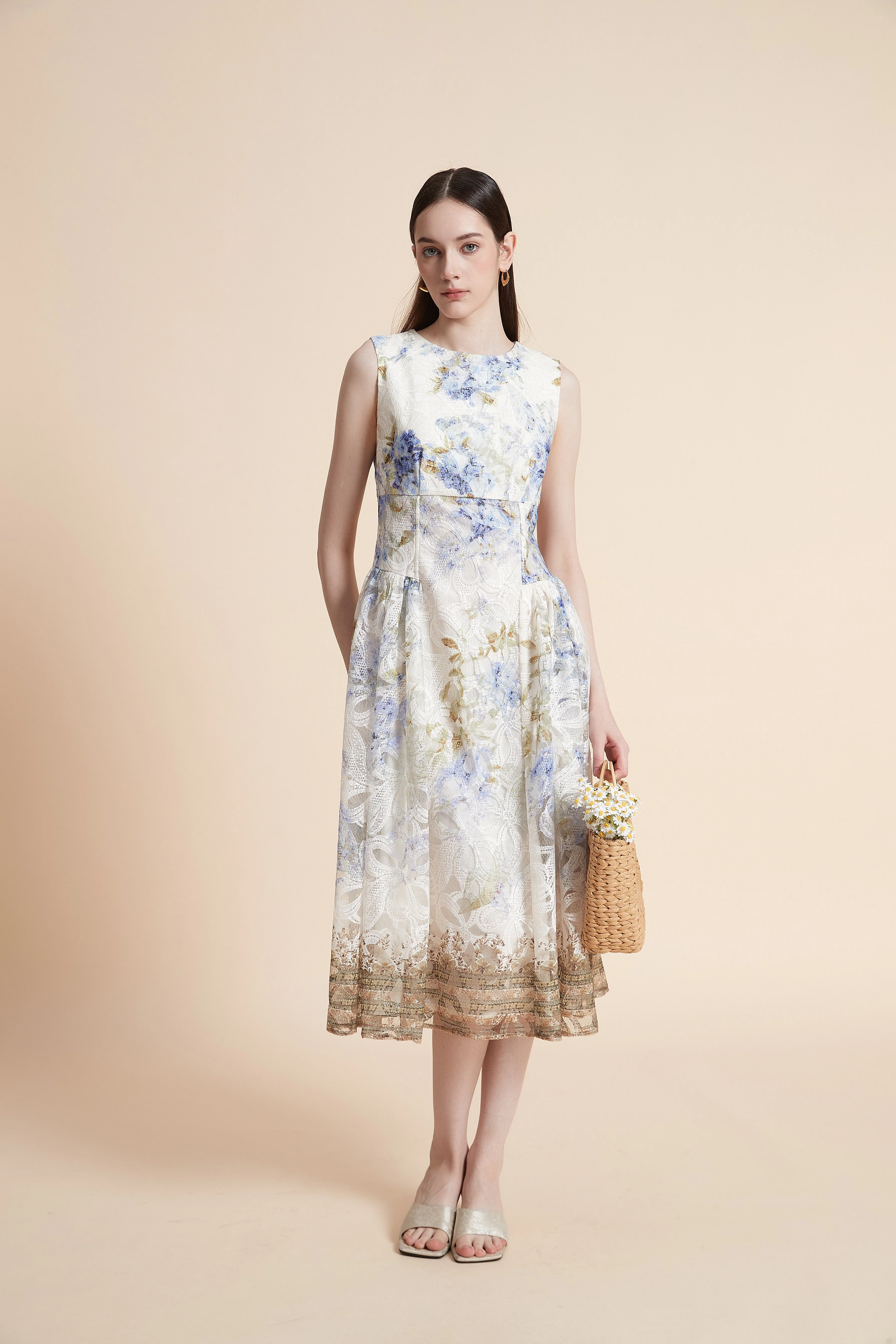 Sleeveless Printed Midi Dress - Image 3