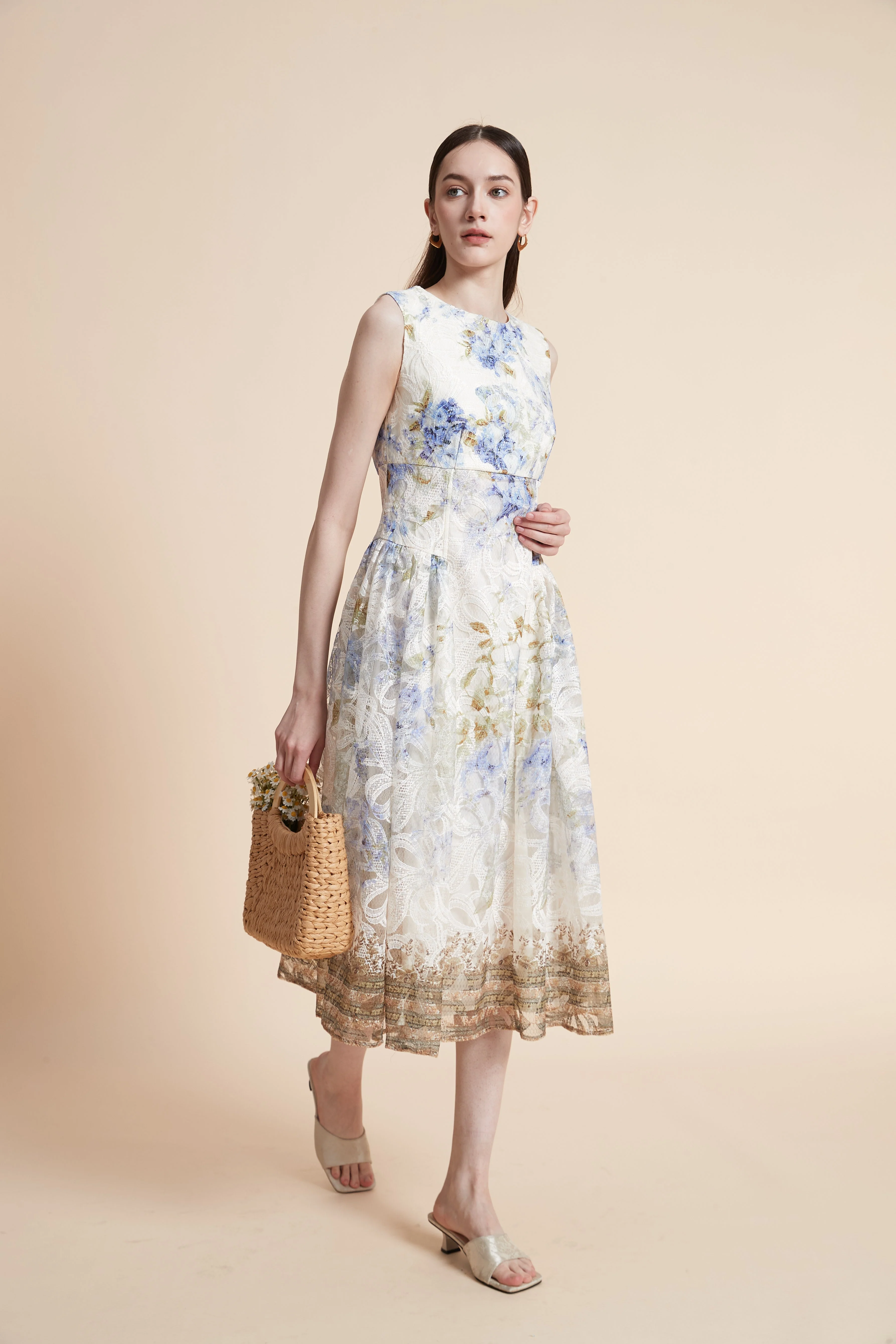 Sleeveless Printed Midi Dress - Image 4