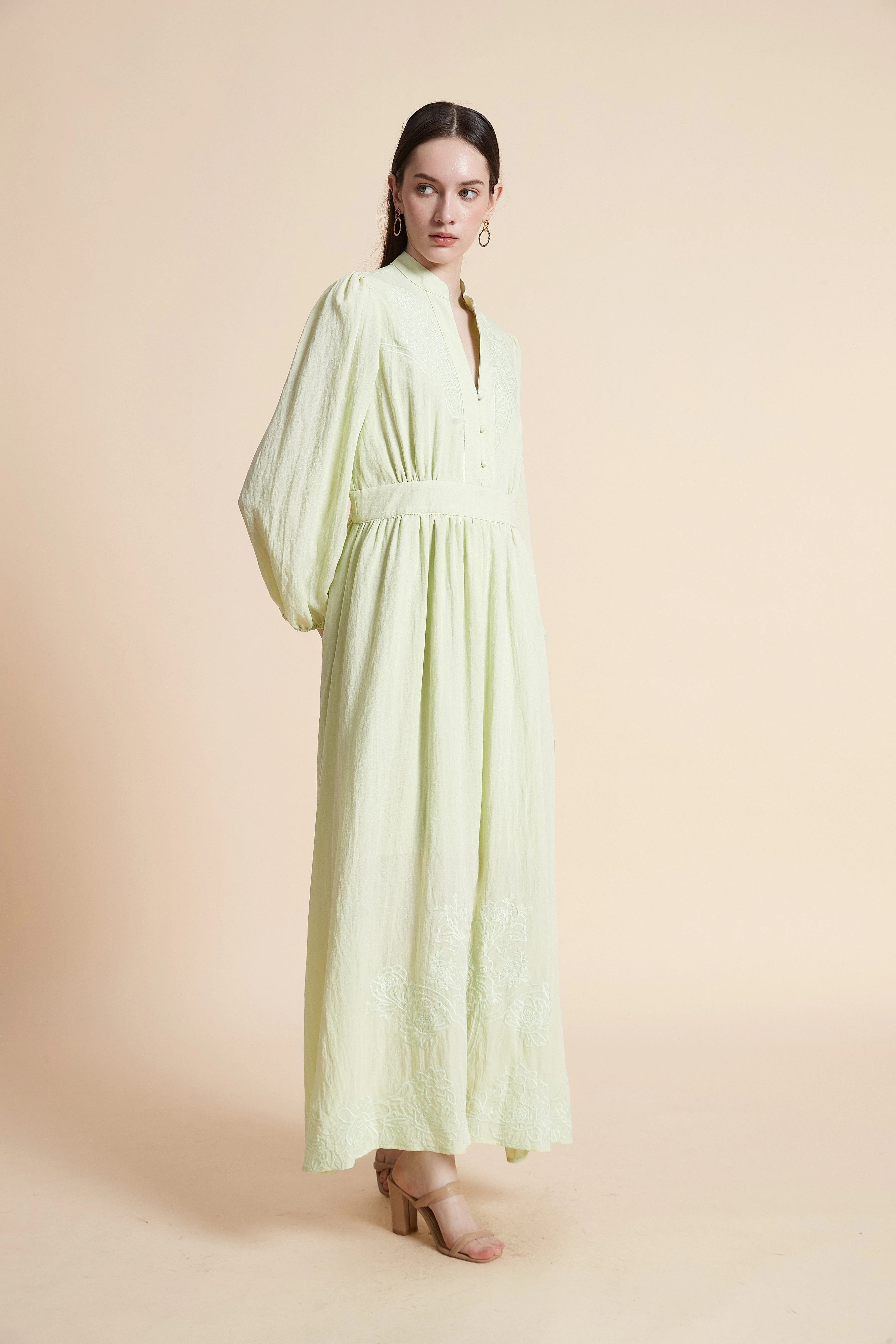 Embroidered Long Sleeve Maxi Dress - Image 2