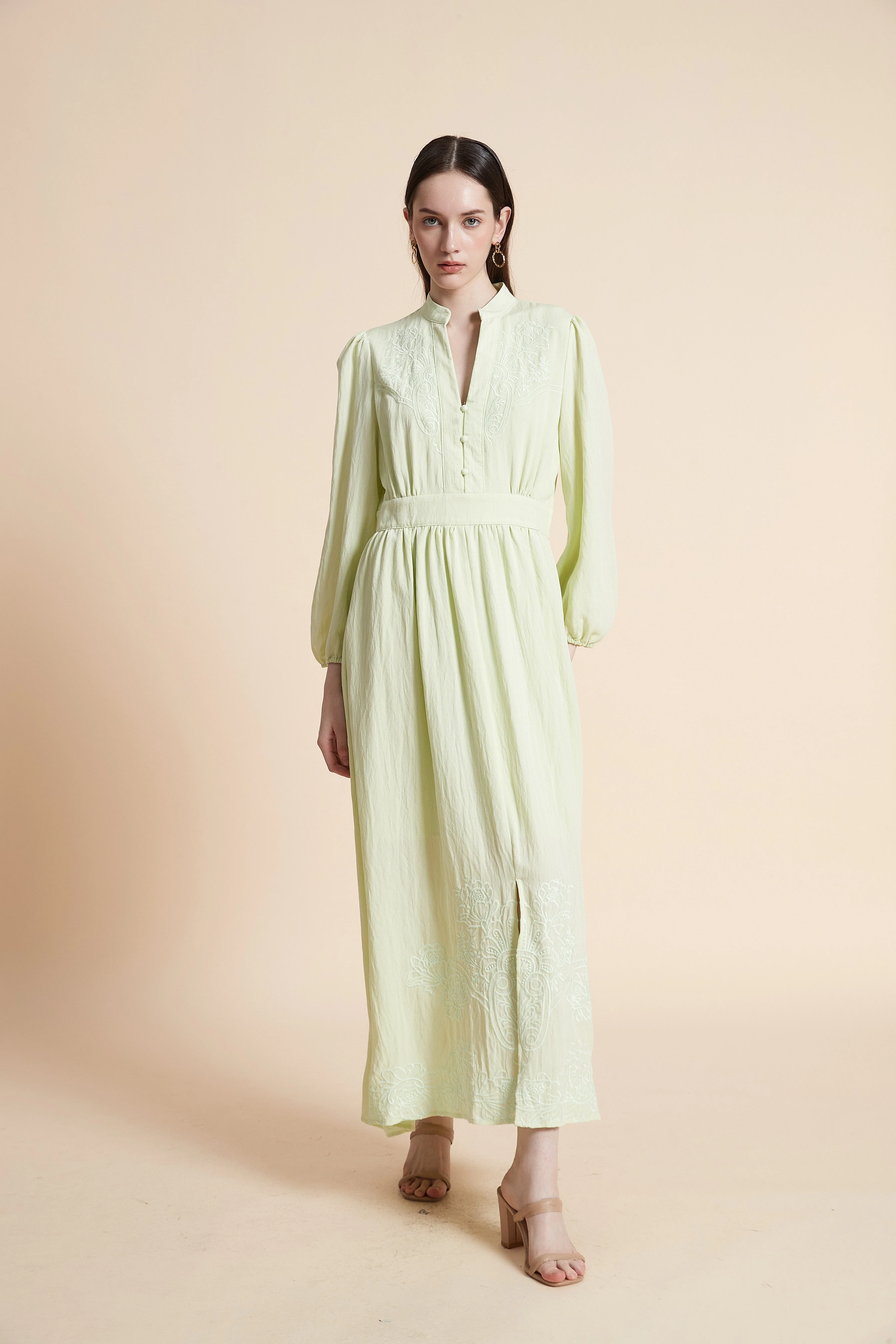Embroidered Long Sleeve Maxi Dress - Image 3
