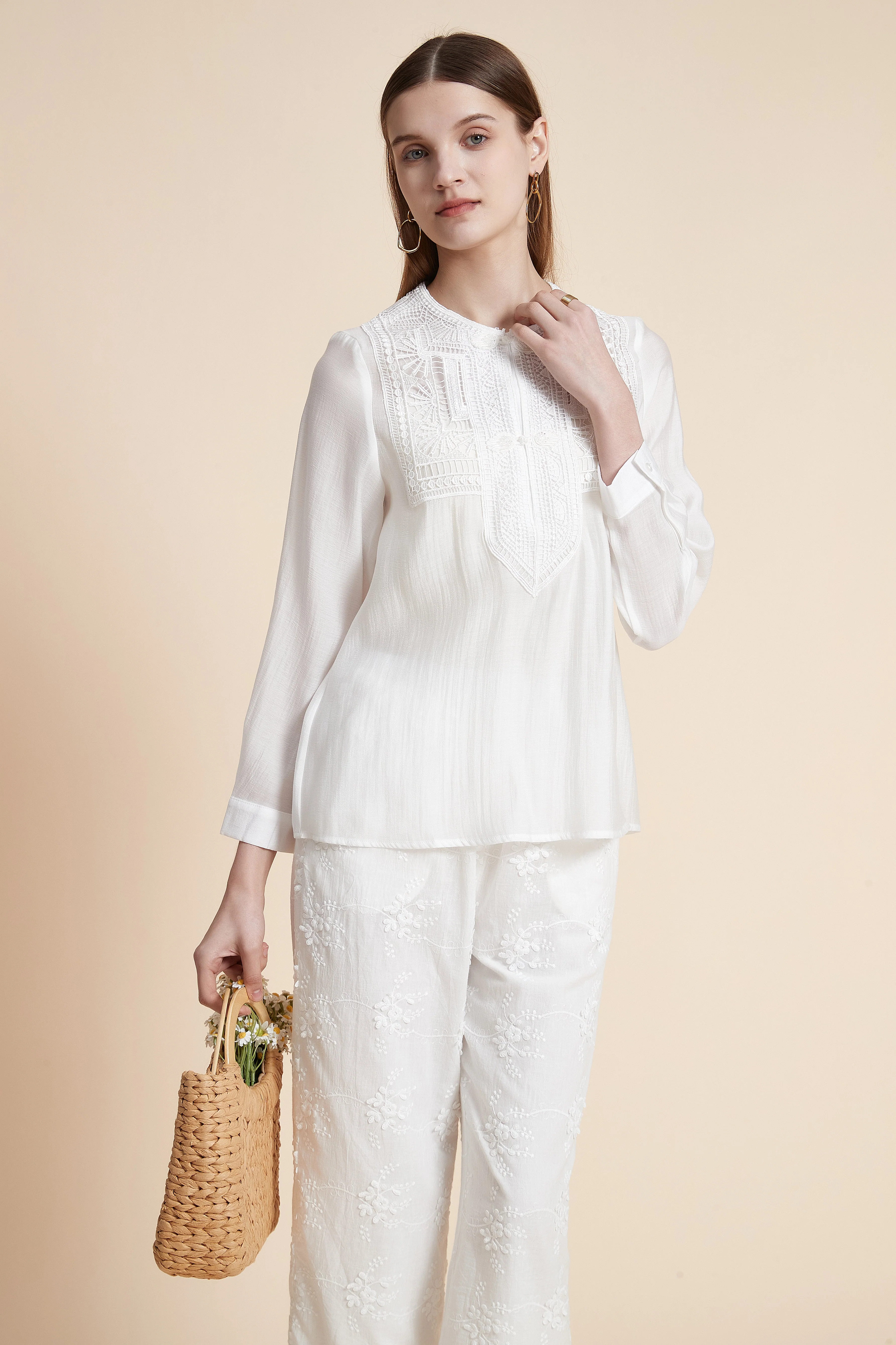 Solid Long Sleeve Blouse
