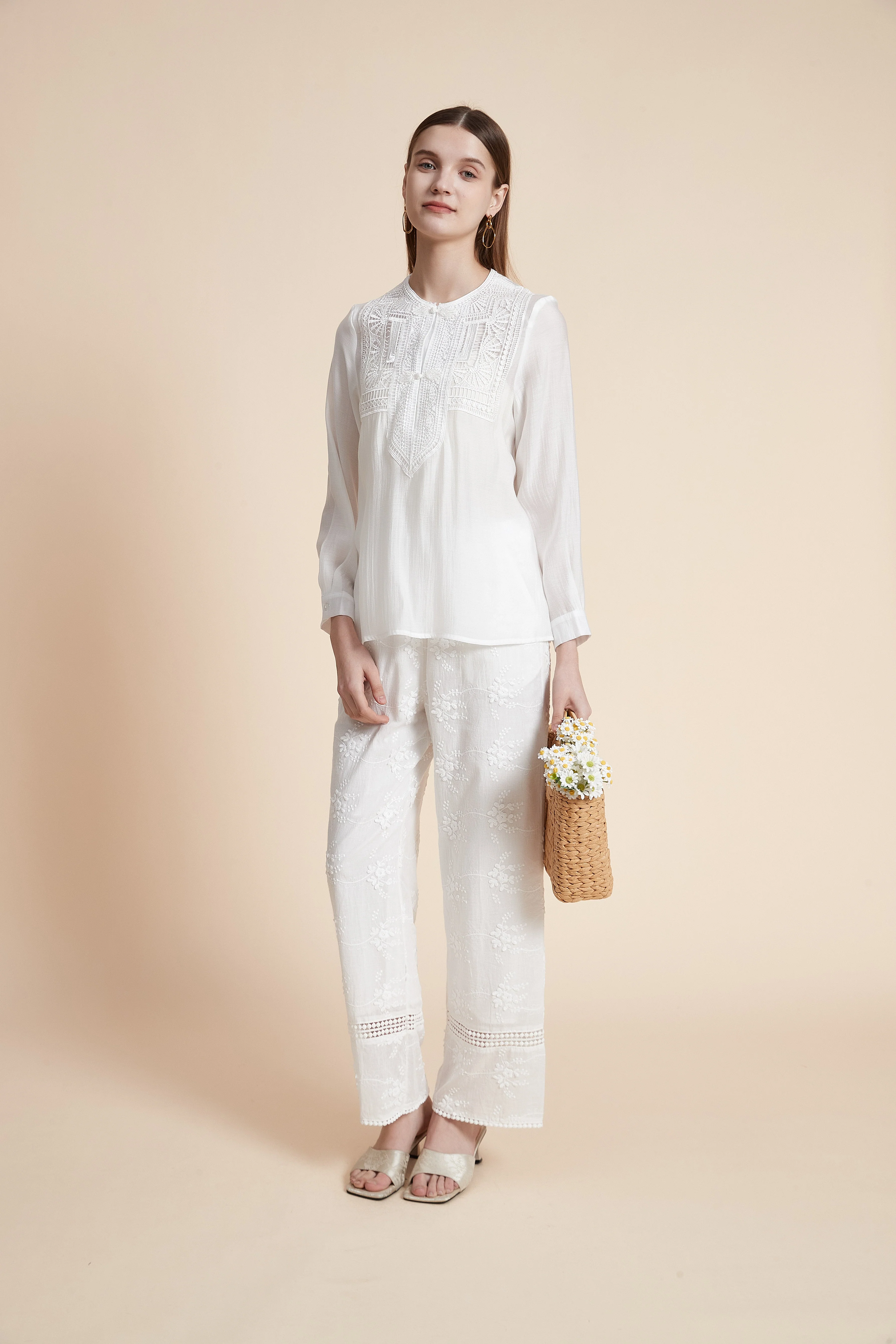 Solid Long Sleeve Blouse - Image 2
