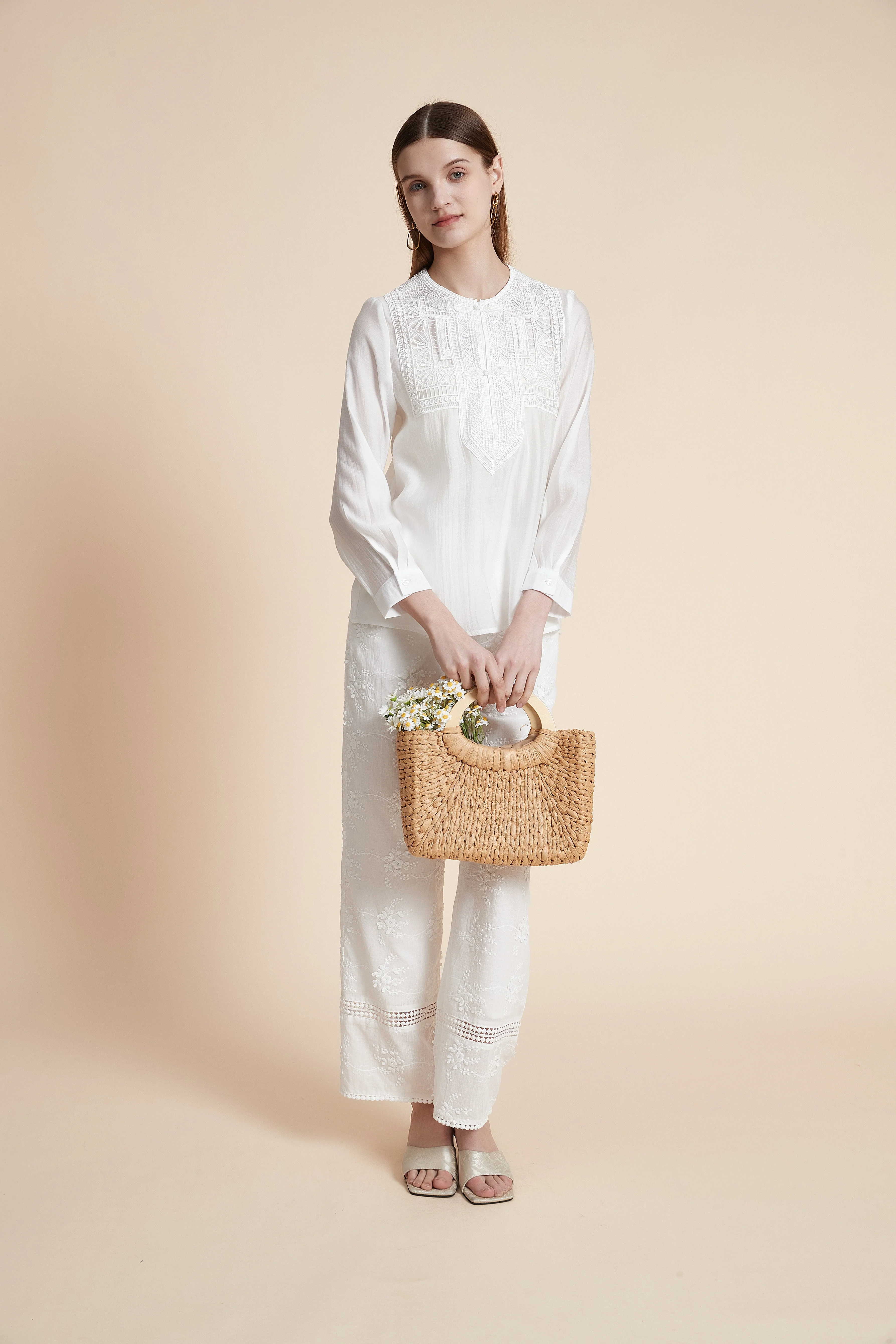Solid Long Sleeve Blouse - Image 3