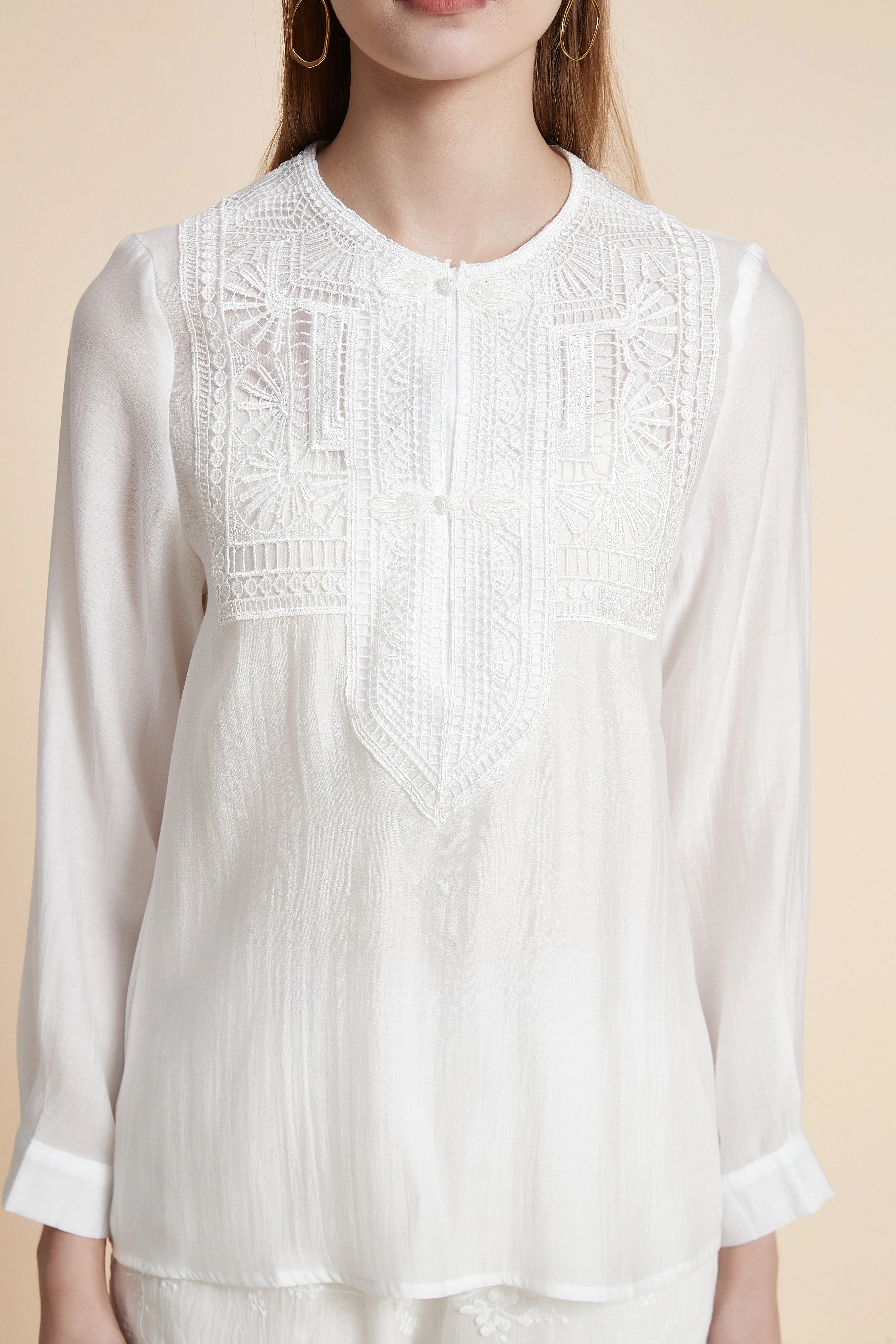 Solid Long Sleeve Blouse - Image 5