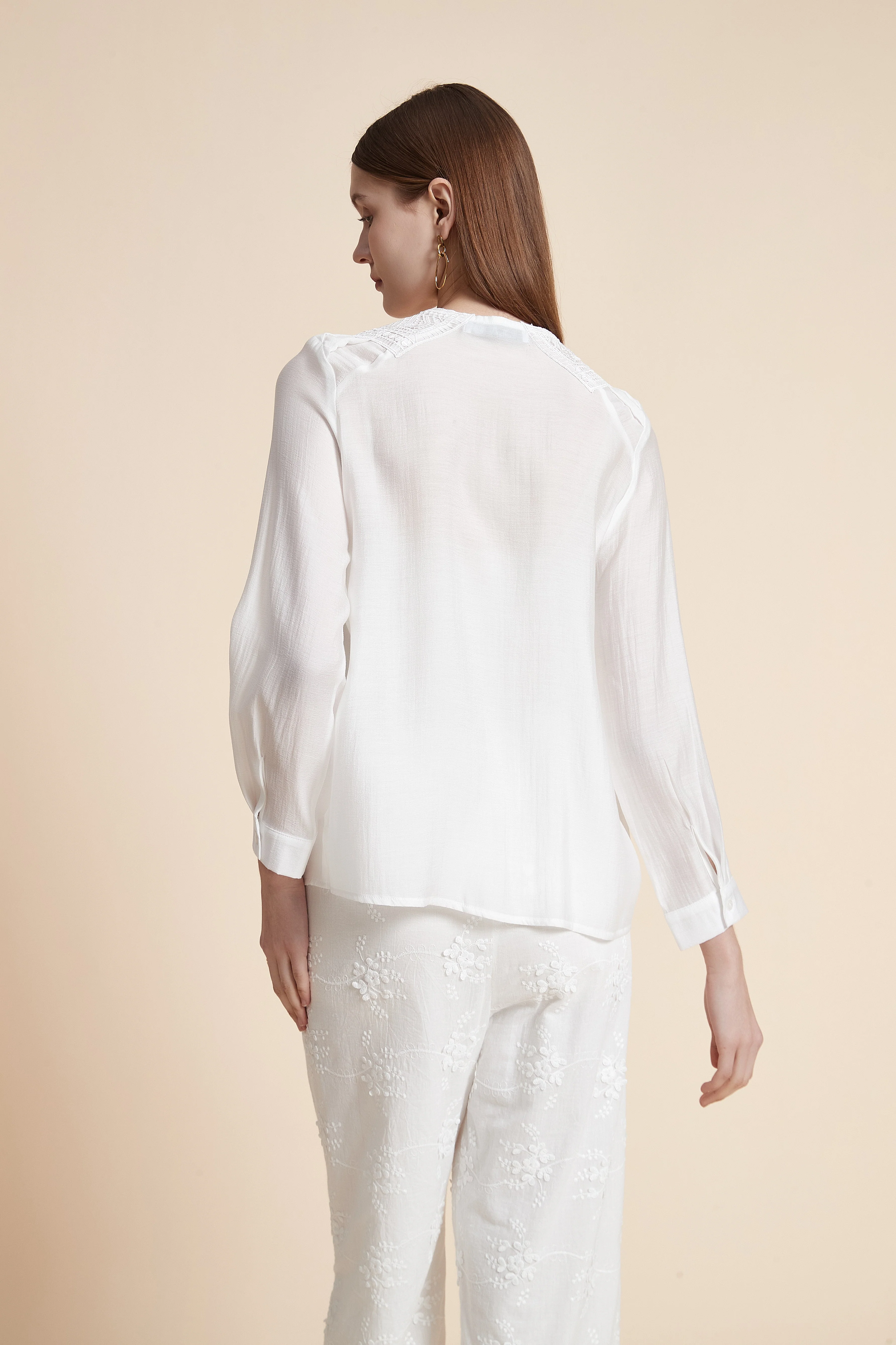 Solid Long Sleeve Blouse - Image 6