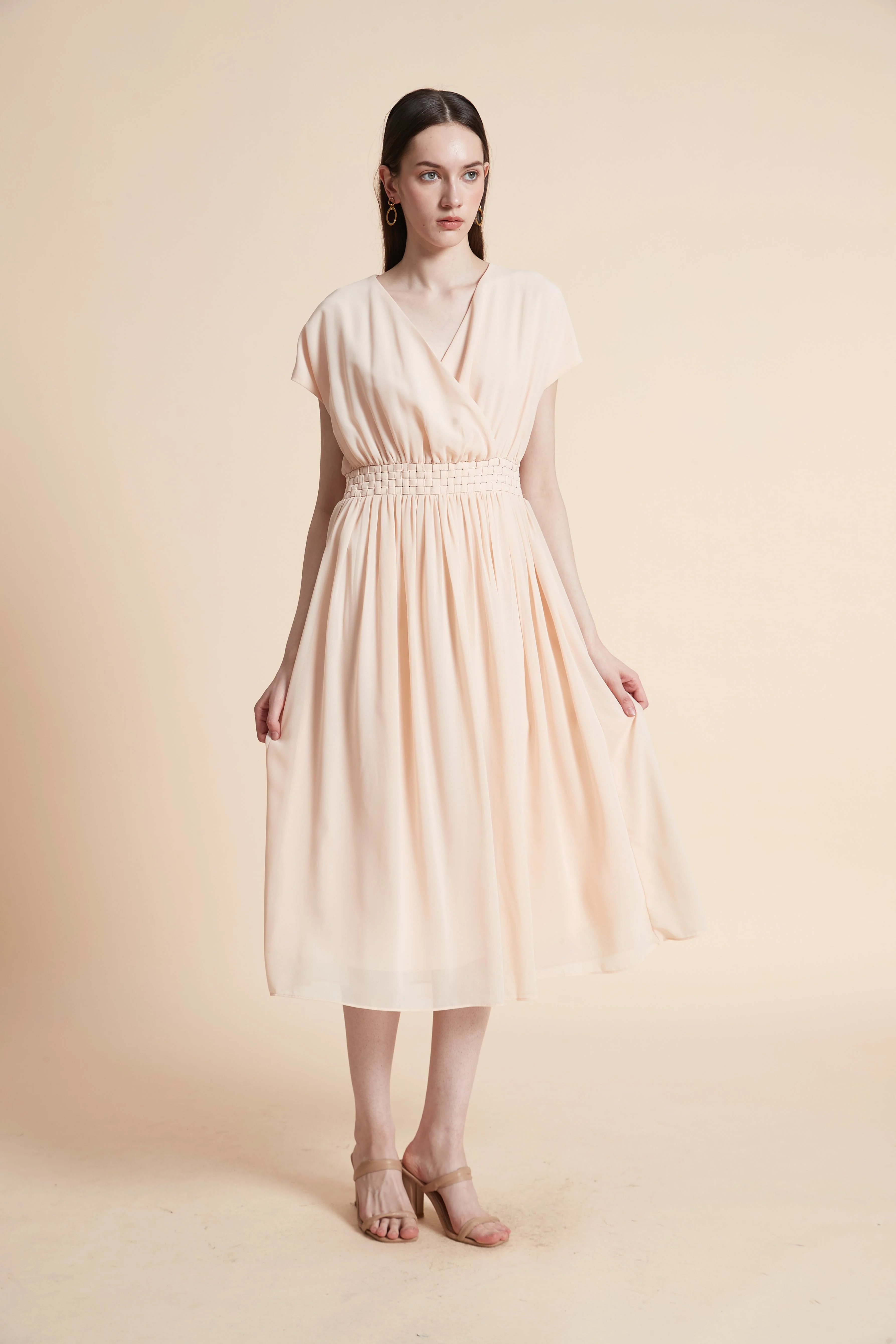Simple Short Sleeve Midi Dress - Image 2